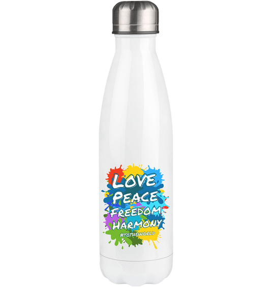 Love Peace Freedom Harmony - Thermoflasche 500ml - HalloGeschenk.de #geschenkideen# #personalisiert# #geschenk#