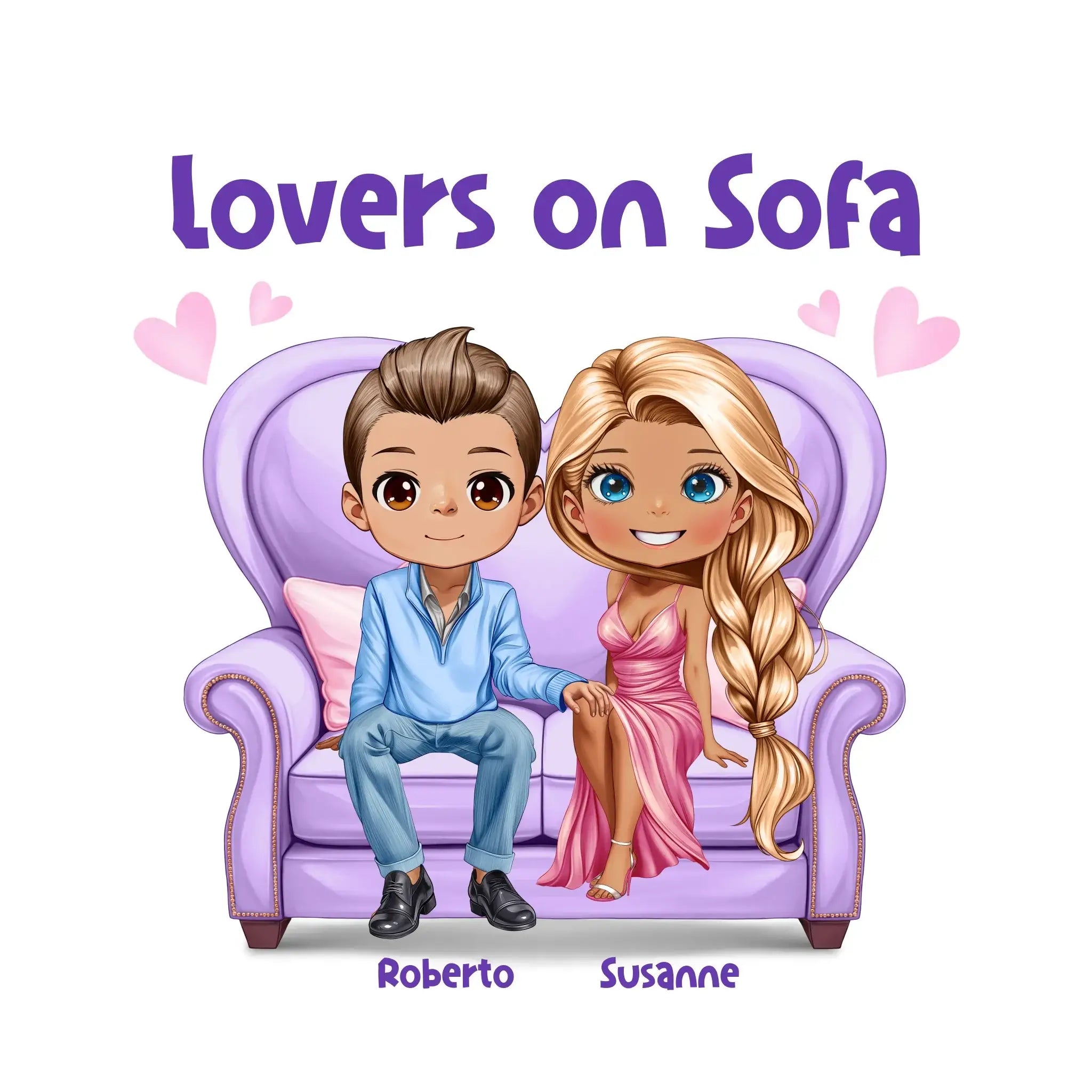 LOVERS ON SOFA (diverse Paare) • mit Wunschtext • STICKER 20x20cm (Aufkleber) • personalisierbar