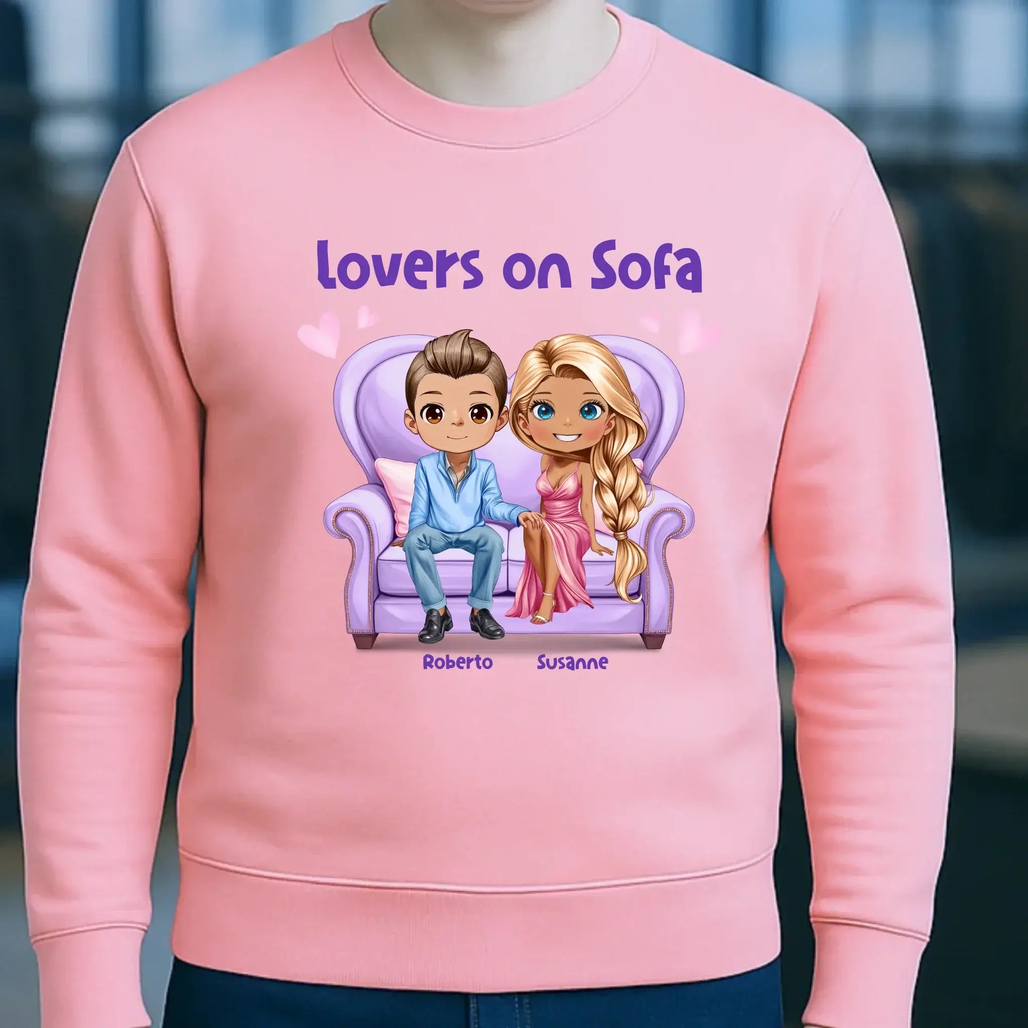 LOVERS ON SOFA diverse Paare • mit Wunschtext • Unisex Sweatshirt für Damen und Herren • Bio • personalisiert