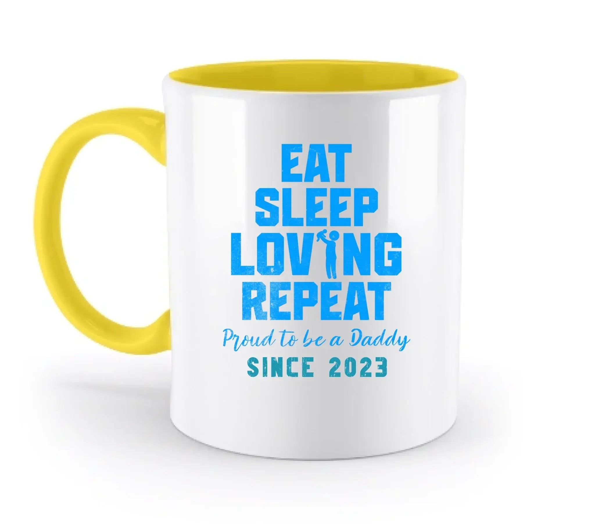 Loving Dad • Farbwahl + Wunschtext • zweifarbige Tasse • Exklusivdesign • personalisiert - zweifarbige Tasse