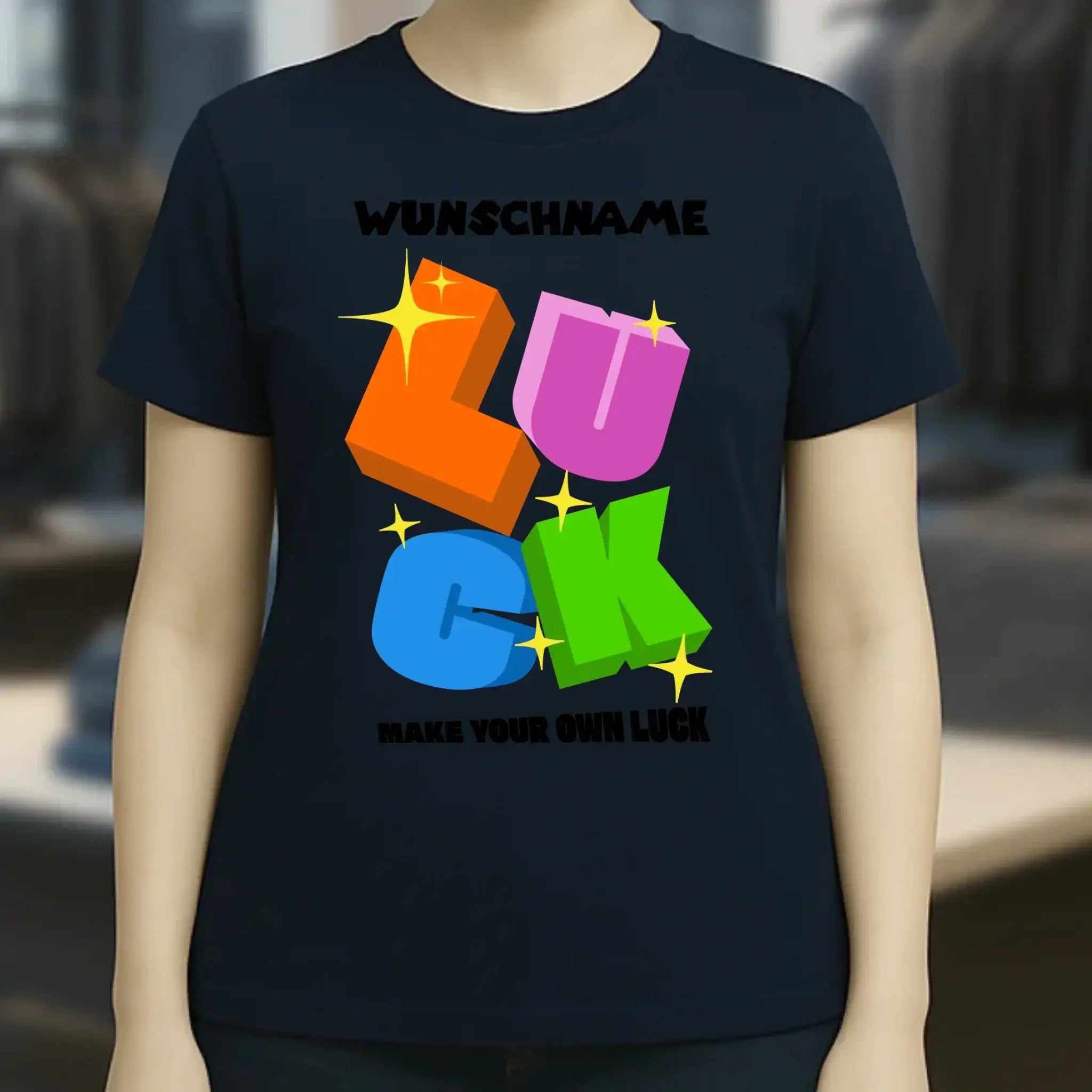 Luck + dein Name • Ladies Premium T-Shirt XS-2XL aus Bio-Baumwolle für Damen • Exklusivdesign • personalisiert