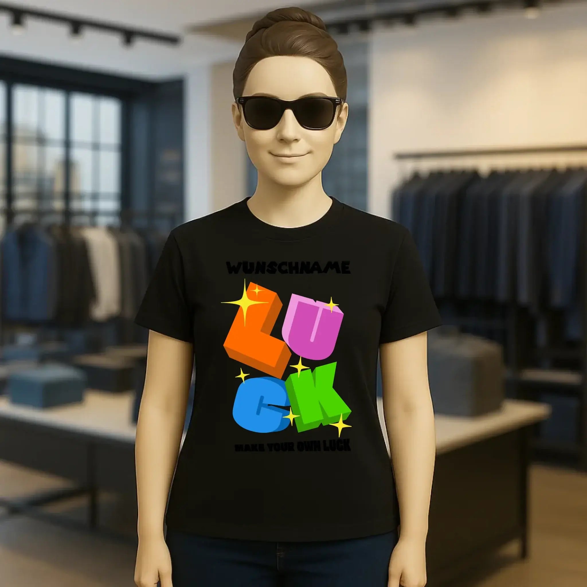 Luck + dein Name • Ladies Premium T-Shirt XS-2XL aus Bio-Baumwolle für Damen • Exklusivdesign • personalisiert