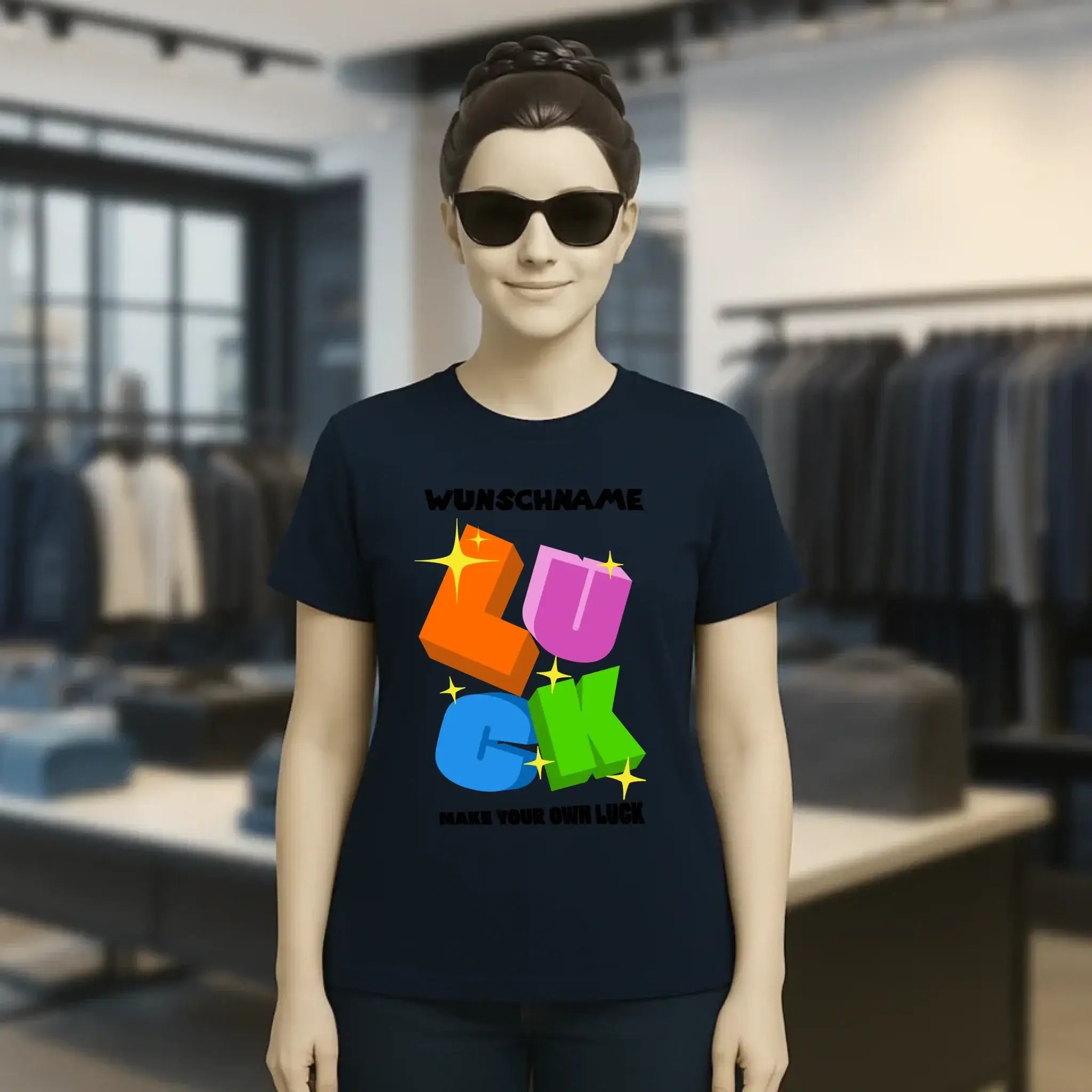 Luck + dein Name • Ladies Premium T-Shirt XS-2XL aus Bio-Baumwolle für Damen • Exklusivdesign • personalisiert