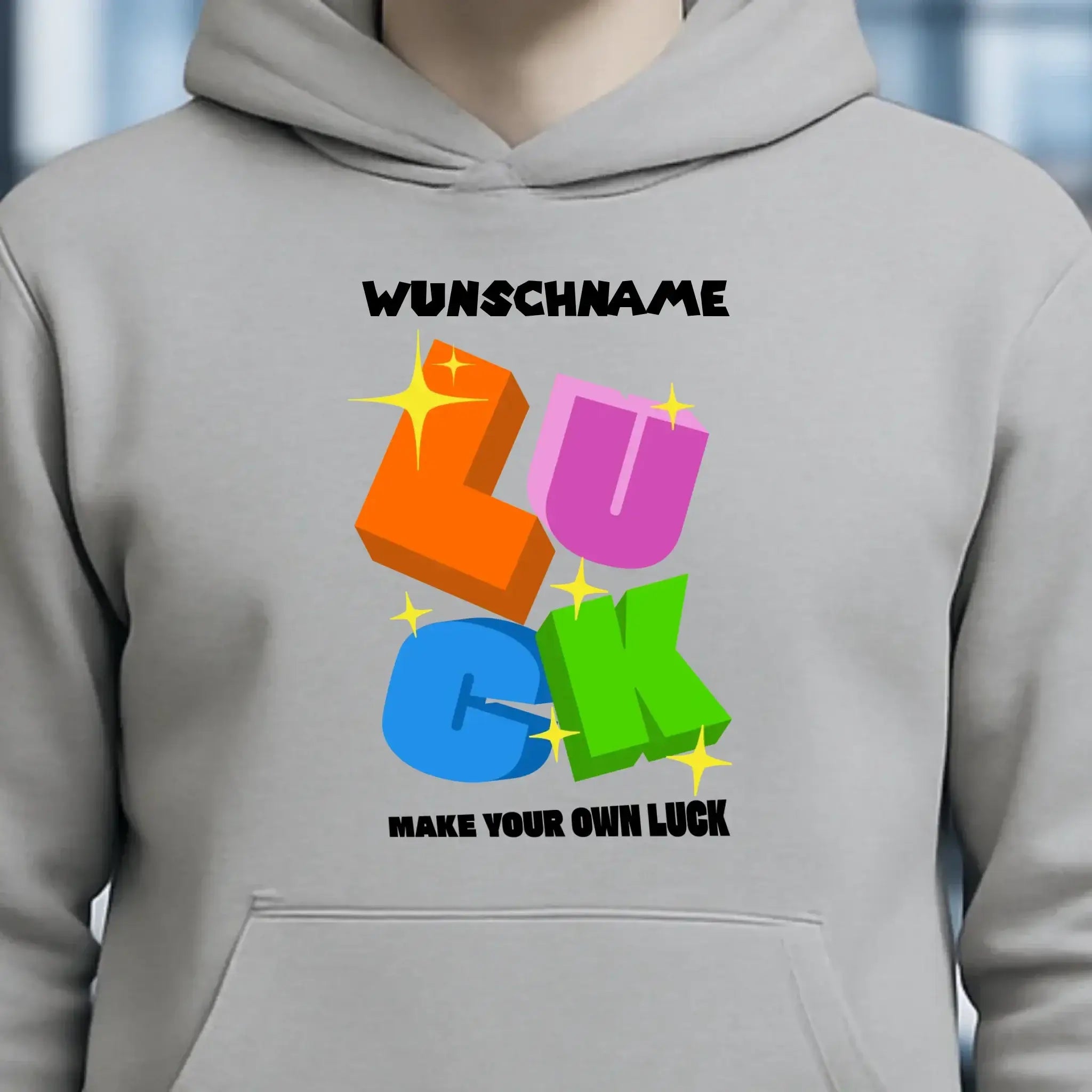 Luck + dein Name • Unisex Premium Hoodie XS-5XL aus Bio-Baumwolle für Damen & Herren • Exklusivdesign • personalisiert