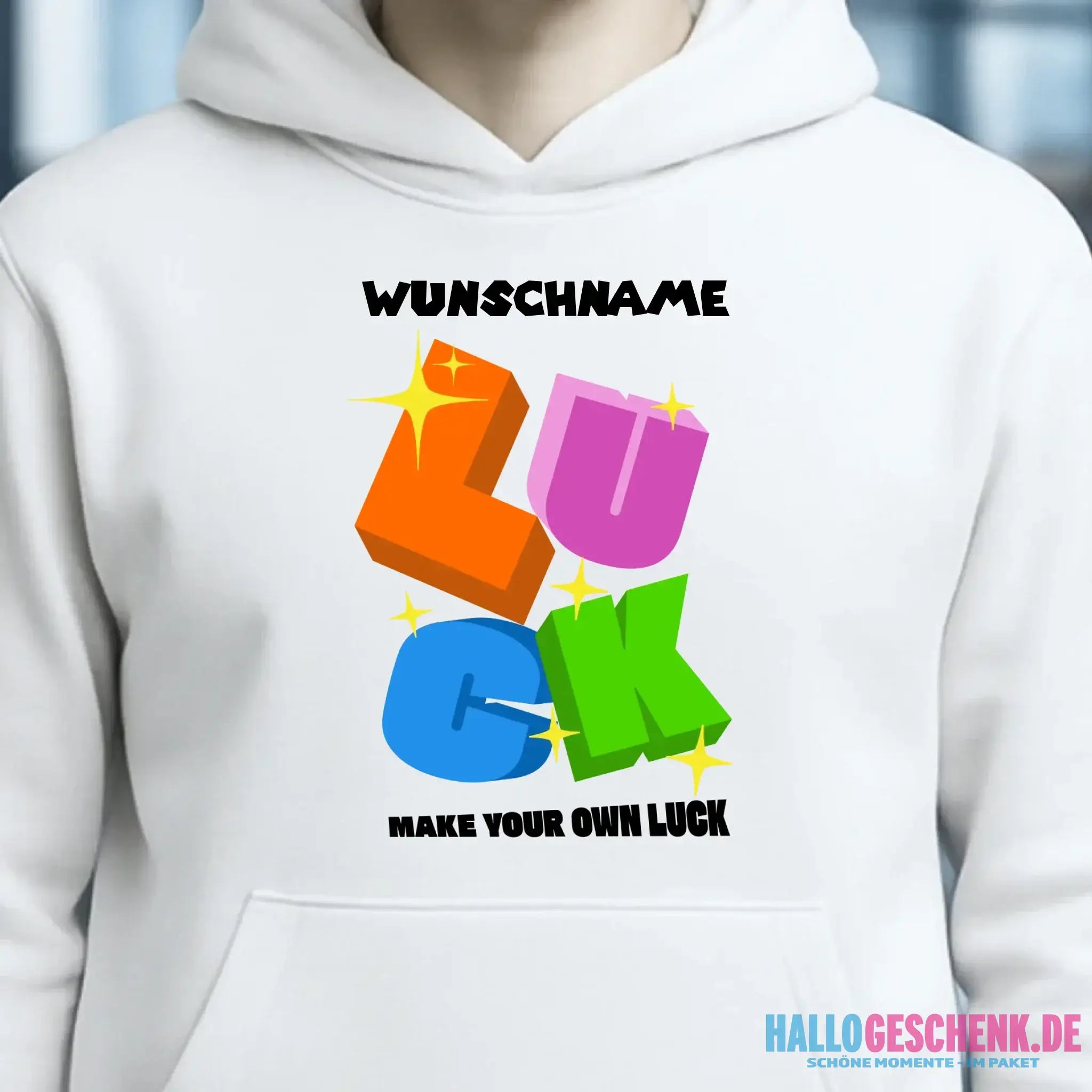 Luck + dein Name • Unisex Premium Hoodie XS-5XL aus Bio-Baumwolle für Damen & Herren • Exklusivdesign • personalisiert