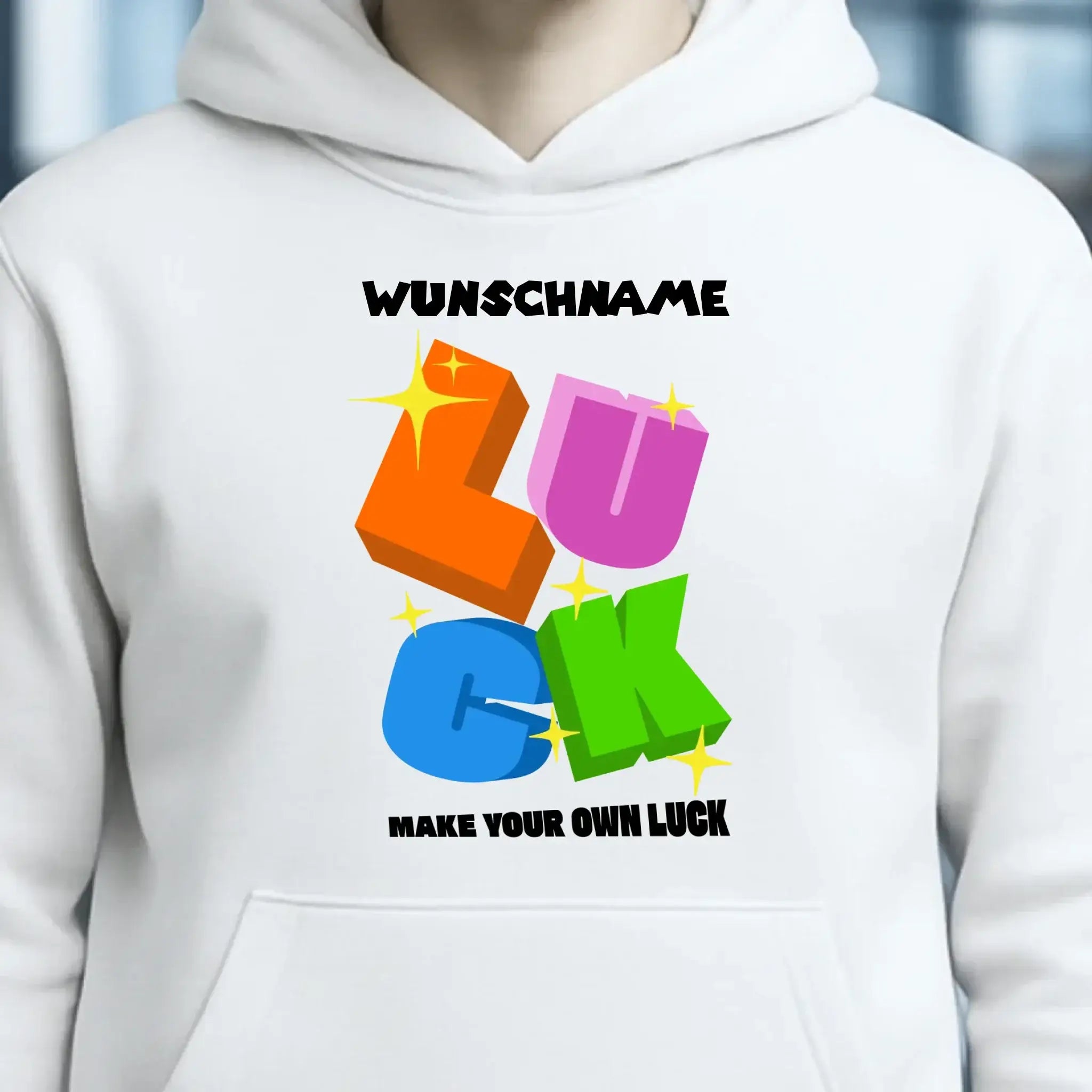 Luck + dein Name • Unisex Premium Hoodie XS-5XL aus Bio-Baumwolle für Damen & Herren • Exklusivdesign • personalisiert