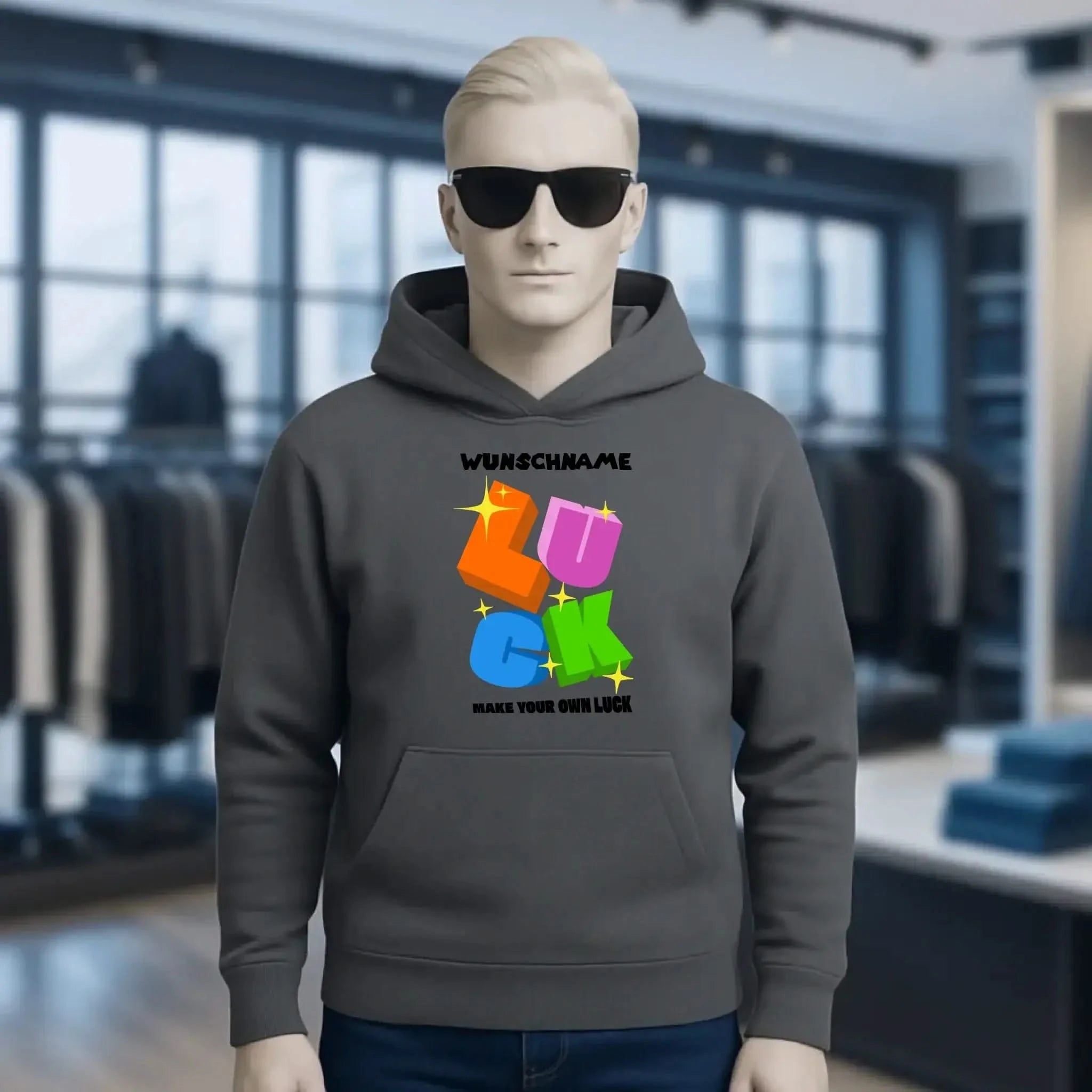 Luck + dein Name • Unisex Premium Hoodie XS-5XL aus Bio-Baumwolle für Damen & Herren • Exklusivdesign • personalisiert