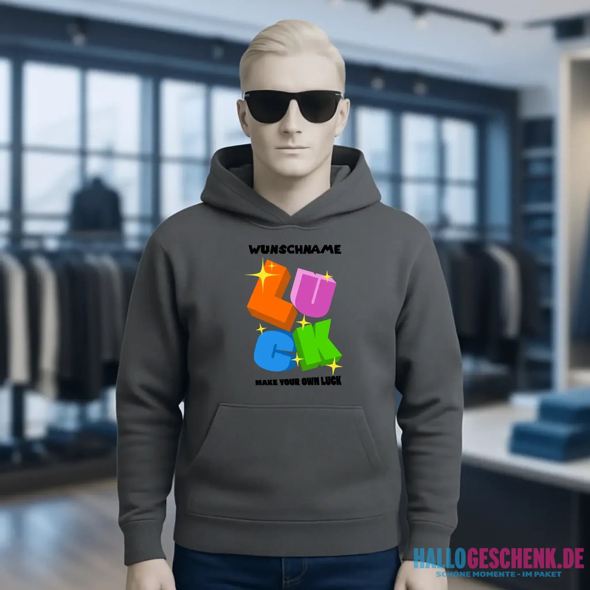 Luck + dein Name • Unisex Premium Hoodie XS-5XL aus Bio-Baumwolle für Damen & Herren • Exklusivdesign • personalisiert