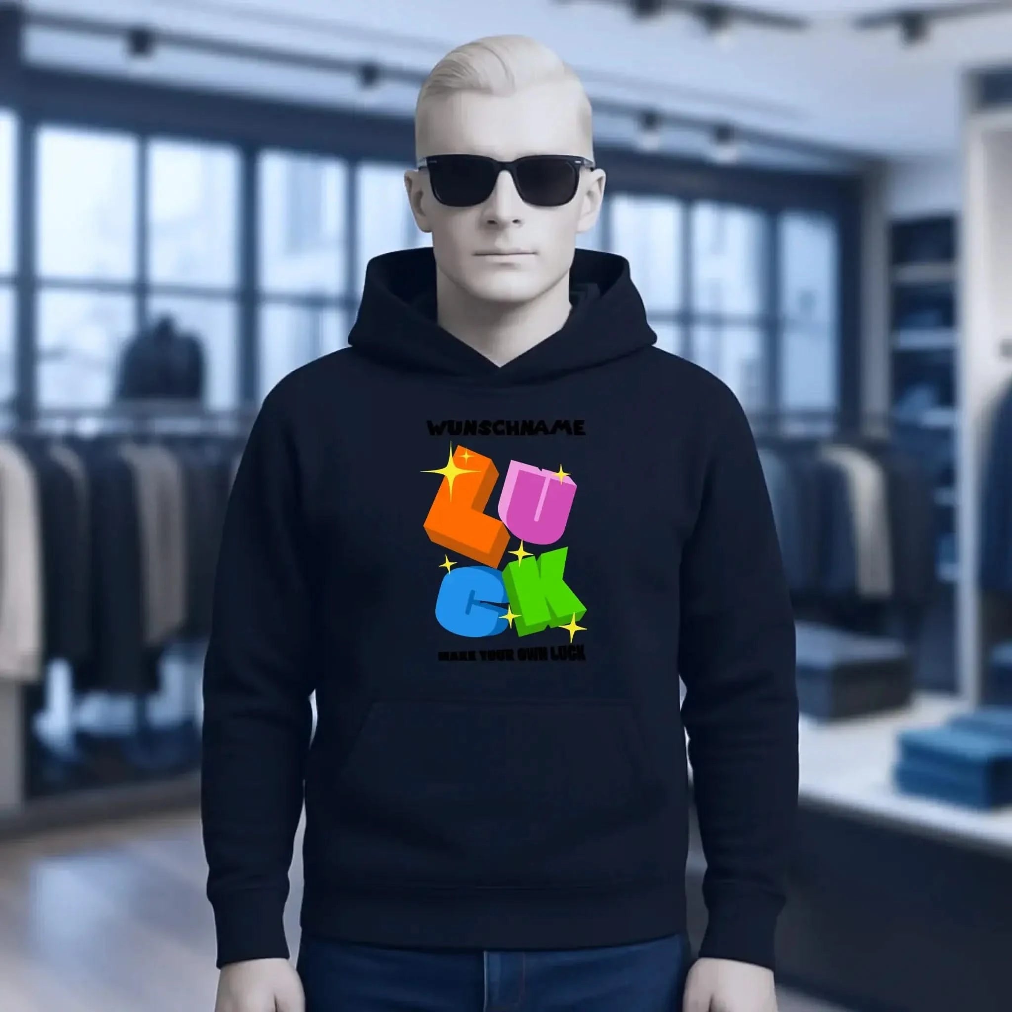 Luck + dein Name • Unisex Premium Hoodie XS-5XL aus Bio-Baumwolle für Damen & Herren • Exklusivdesign • personalisiert