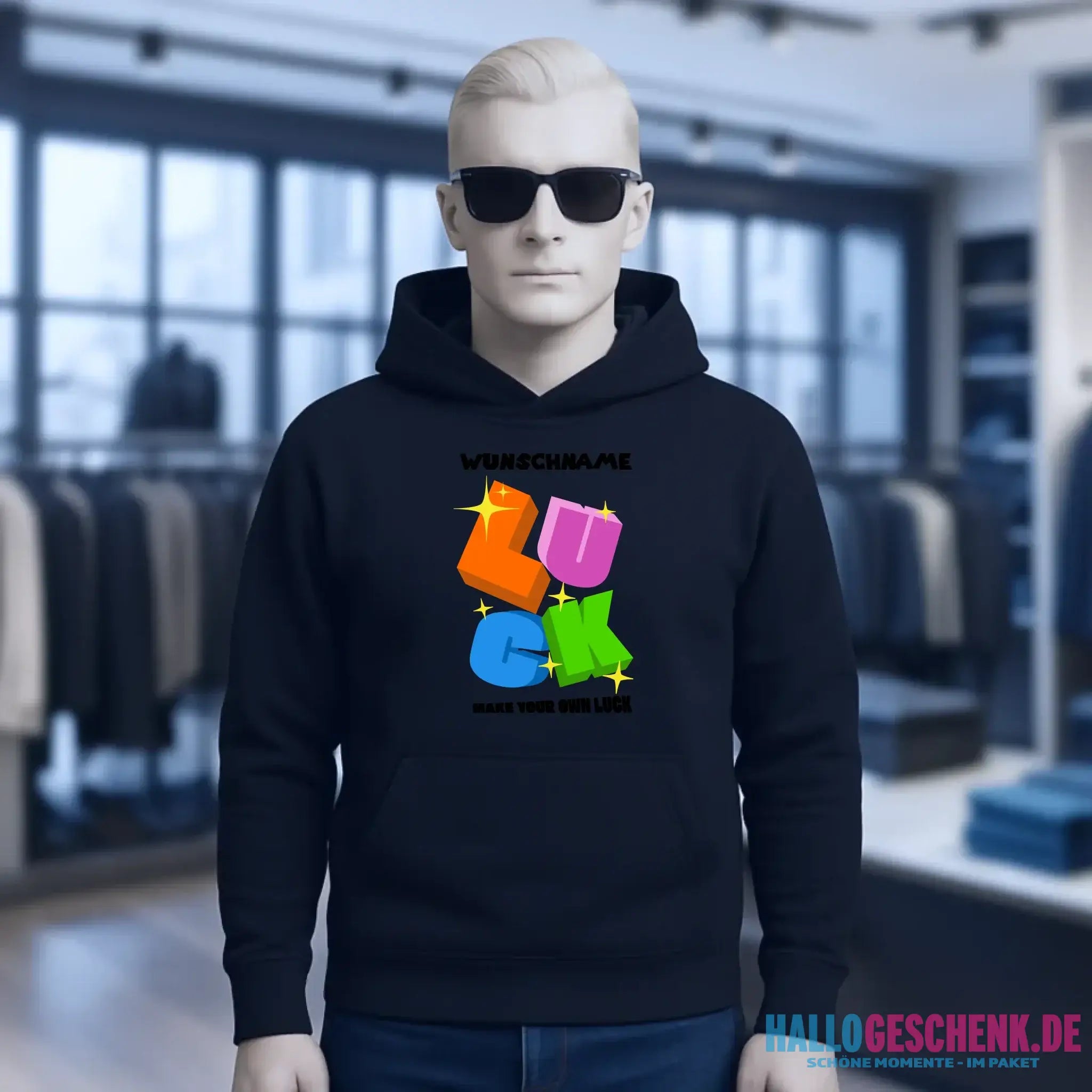 Luck + dein Name • Unisex Premium Hoodie XS-5XL aus Bio-Baumwolle für Damen & Herren • Exklusivdesign • personalisiert