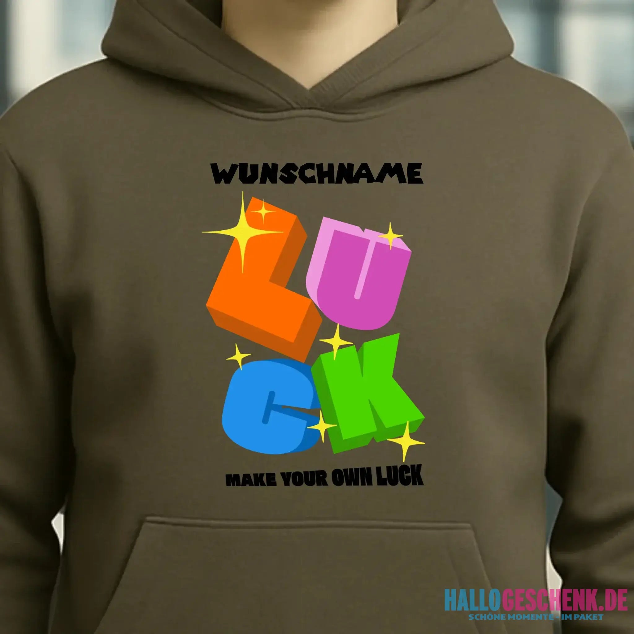 Luck + dein Name • Unisex Premium Hoodie XS-5XL aus Bio-Baumwolle für Damen & Herren • Exklusivdesign • personalisiert