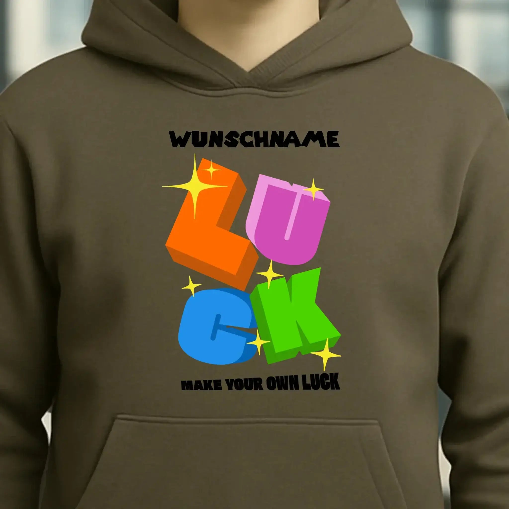 Luck + dein Name • Unisex Premium Hoodie XS-5XL aus Bio-Baumwolle für Damen & Herren • Exklusivdesign • personalisiert