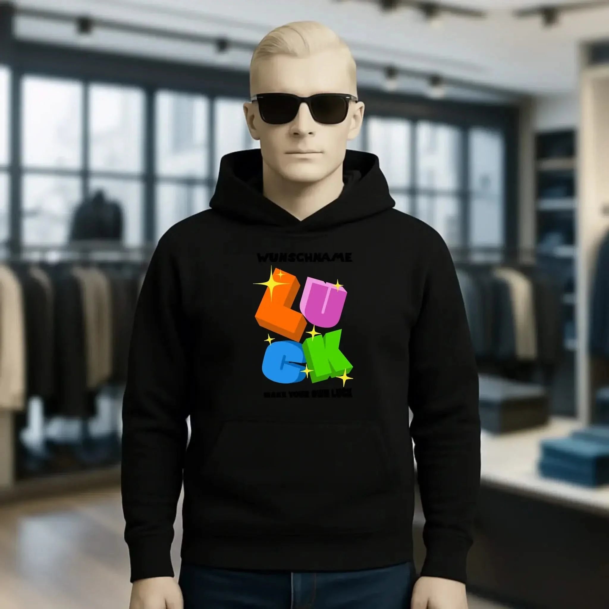 Luck + dein Name • Unisex Premium Hoodie XS-5XL aus Bio-Baumwolle für Damen & Herren • Exklusivdesign • personalisiert