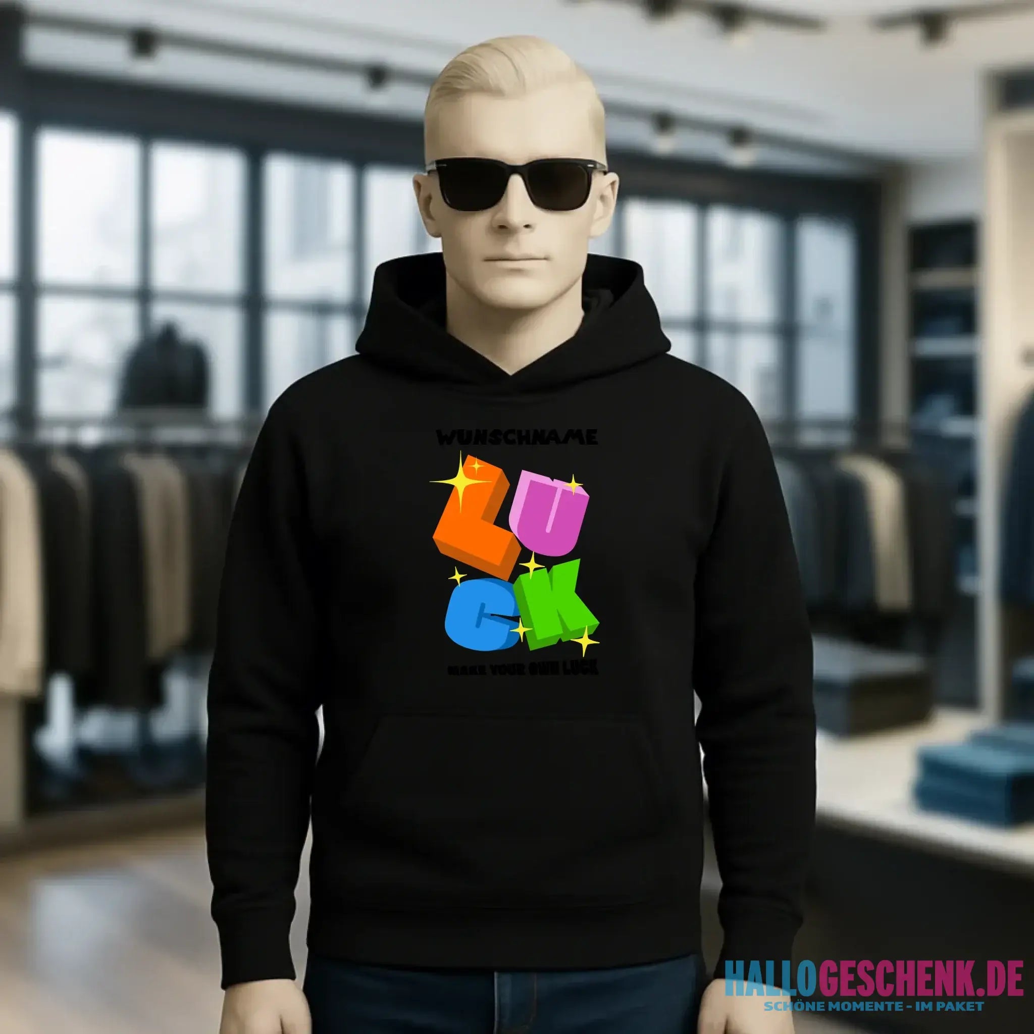 Luck + dein Name • Unisex Premium Hoodie XS-5XL aus Bio-Baumwolle für Damen & Herren • Exklusivdesign • personalisiert