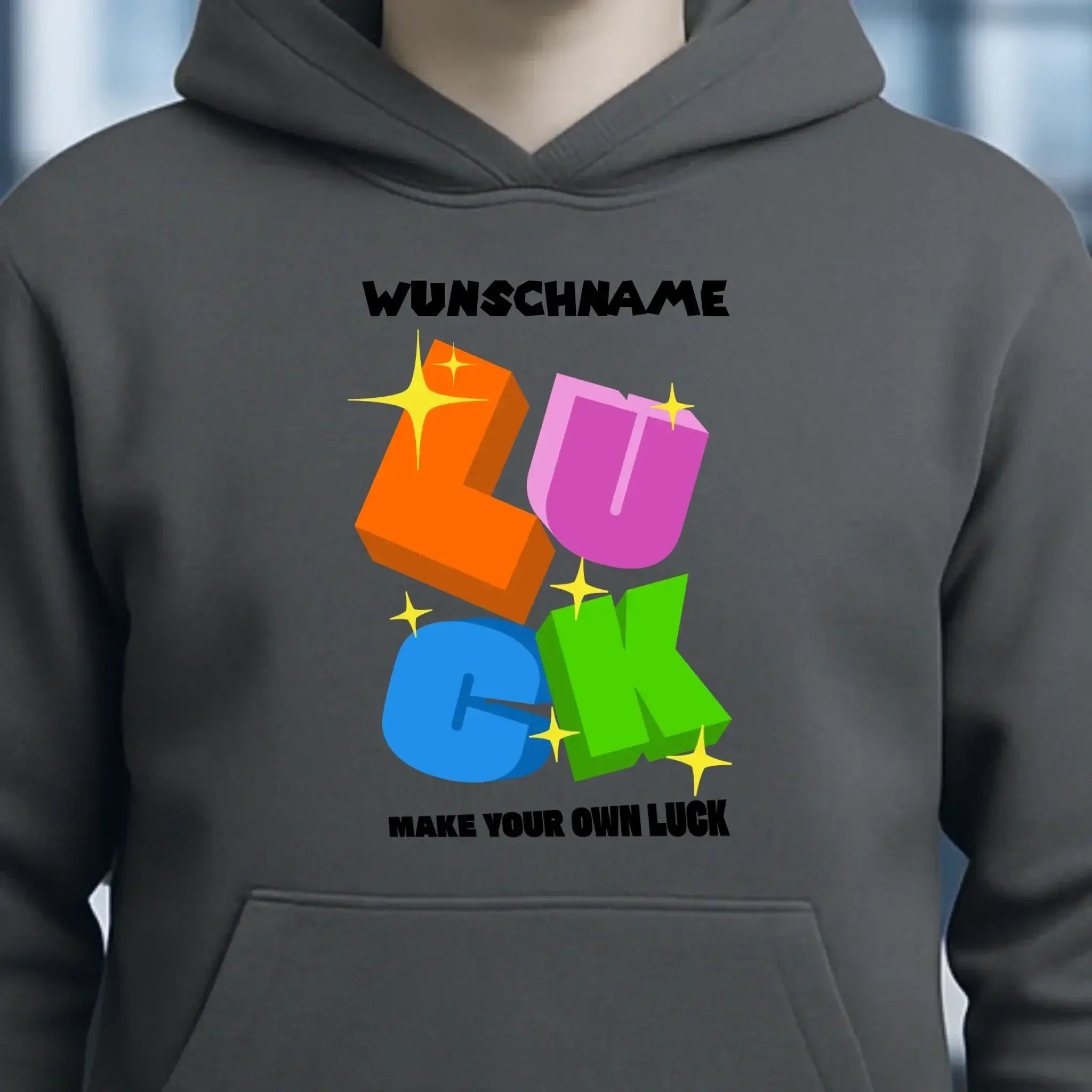 Luck + dein Name • Unisex Premium Hoodie XS-5XL aus Bio-Baumwolle für Damen & Herren • Exklusivdesign • personalisiert