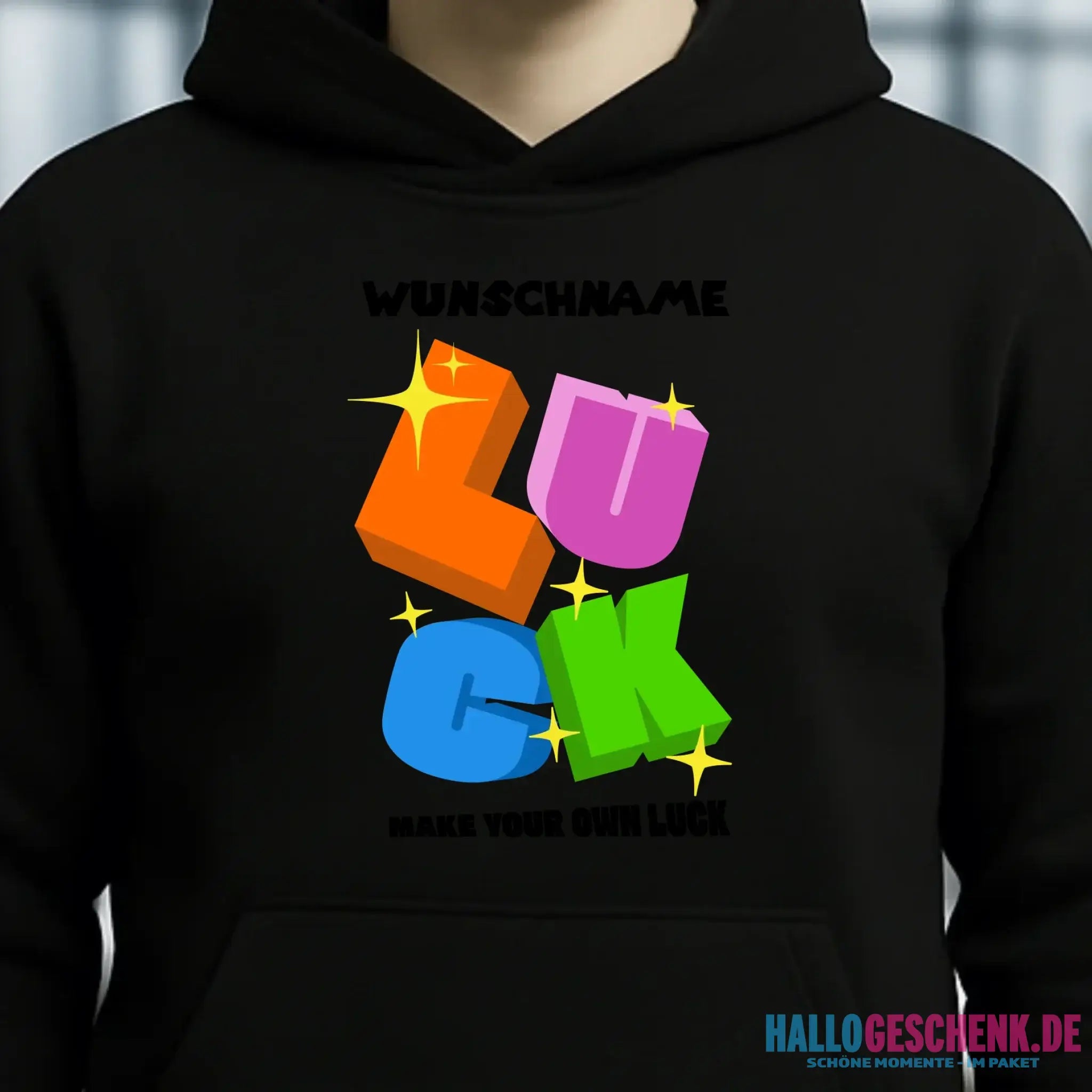 Luck + dein Name • Unisex Premium Hoodie XS-5XL aus Bio-Baumwolle für Damen & Herren • Exklusivdesign • personalisiert