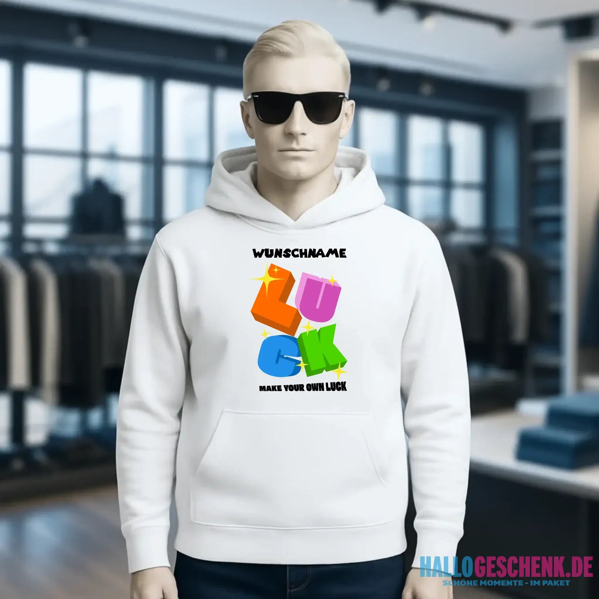 Luck + dein Name • Unisex Premium Hoodie XS-5XL aus Bio-Baumwolle für Damen & Herren • Exklusivdesign • personalisiert