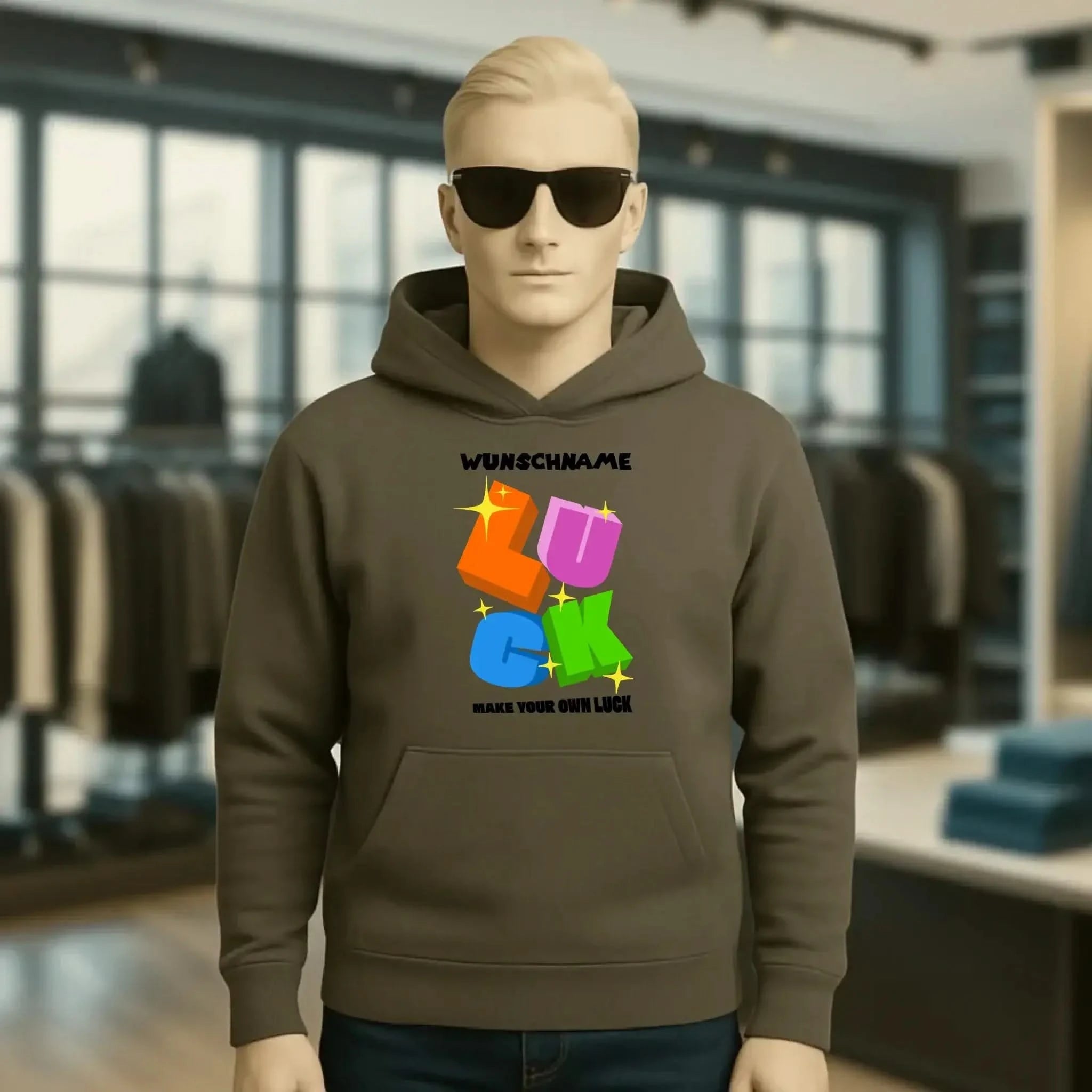 Luck + dein Name • Unisex Premium Hoodie XS-5XL aus Bio-Baumwolle für Damen & Herren • Exklusivdesign • personalisiert