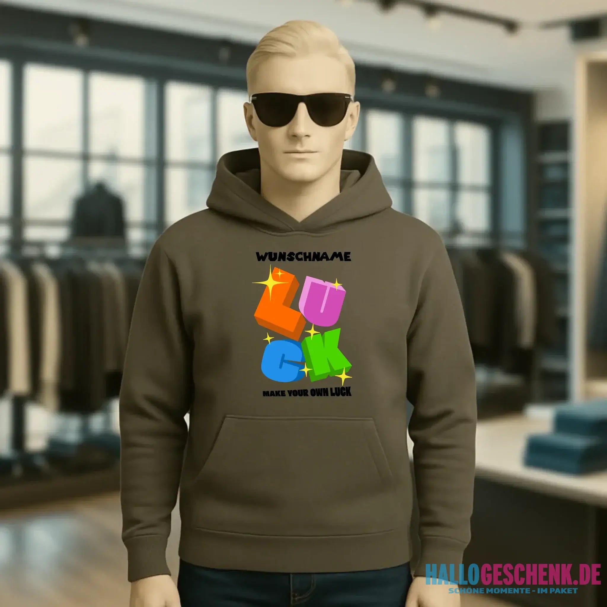Luck + dein Name • Unisex Premium Hoodie XS-5XL aus Bio-Baumwolle für Damen & Herren • Exklusivdesign • personalisiert