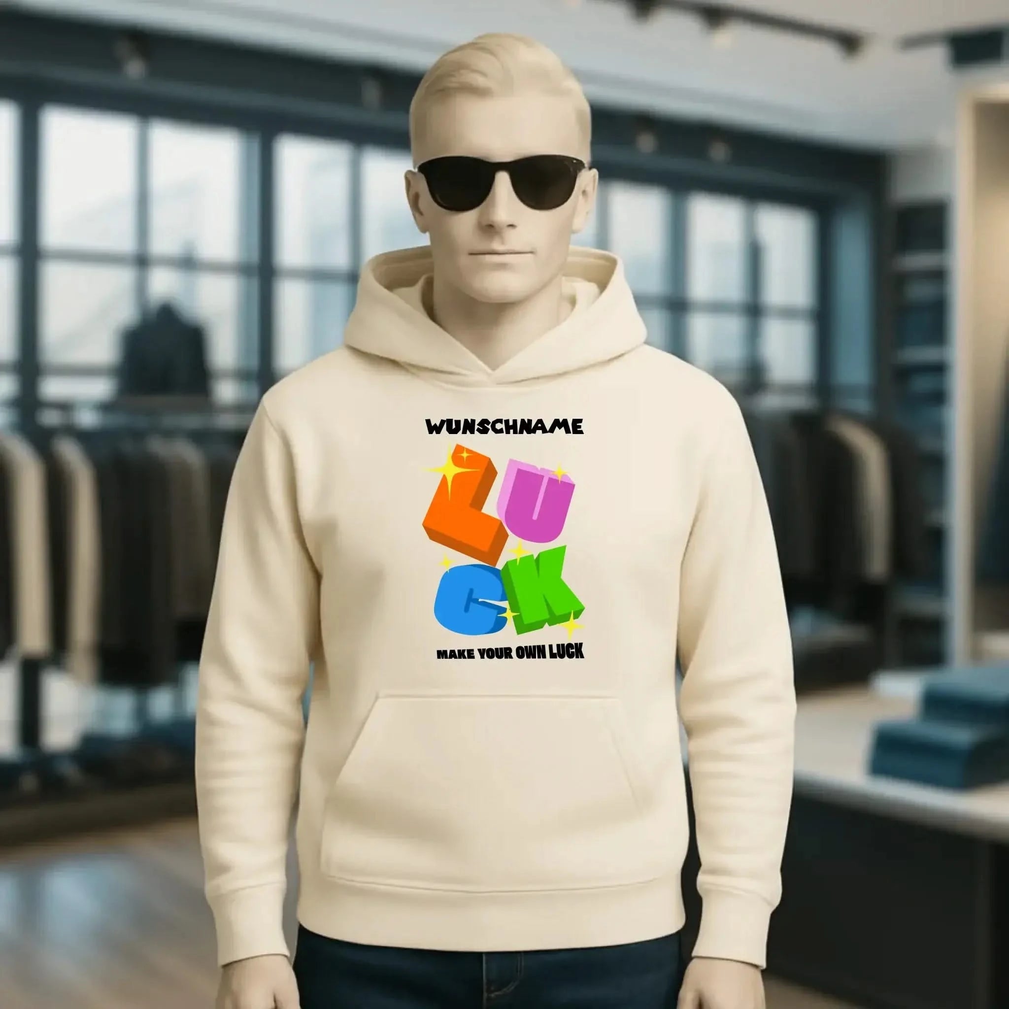 Luck + dein Name • Unisex Premium Hoodie XS-5XL aus Bio-Baumwolle für Damen & Herren • Exklusivdesign • personalisiert
