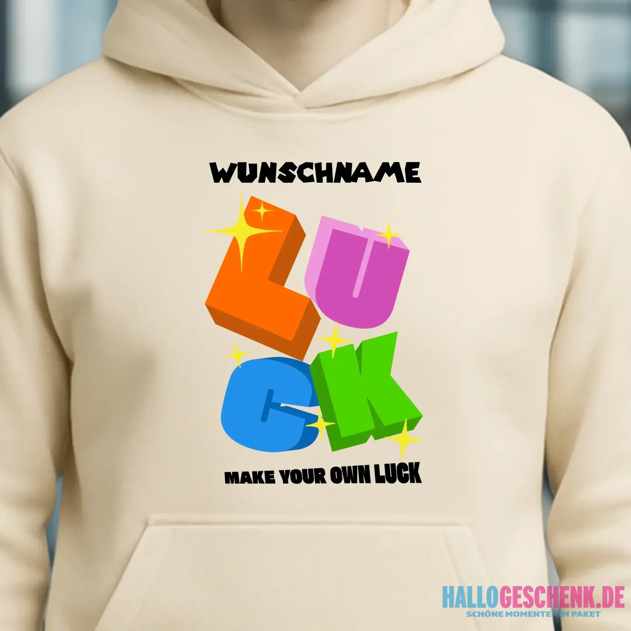 Luck + dein Name • Unisex Premium Hoodie XS-5XL aus Bio-Baumwolle für Damen & Herren • Exklusivdesign • personalisiert