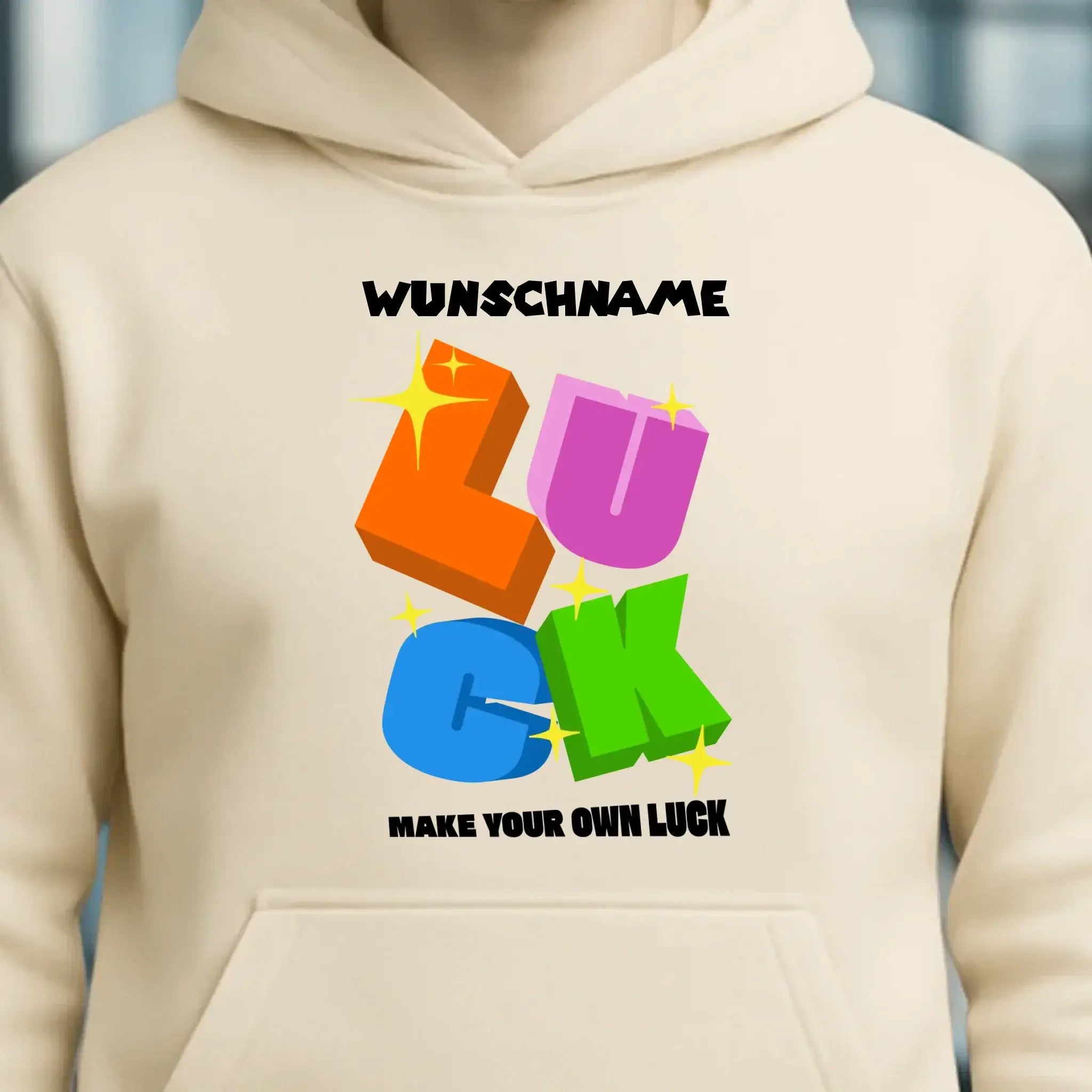 Luck + dein Name • Unisex Premium Hoodie XS-5XL aus Bio-Baumwolle für Damen & Herren • Exklusivdesign • personalisiert