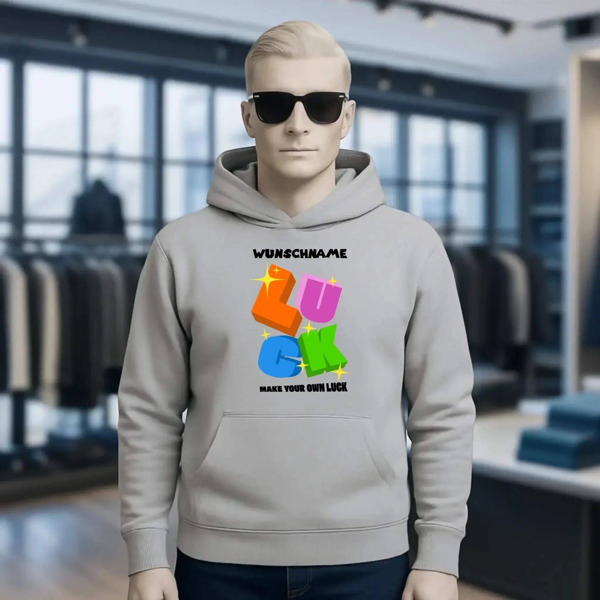 Luck + dein Name • Unisex Premium Hoodie XS-5XL aus Bio-Baumwolle für Damen & Herren • Exklusivdesign • personalisiert