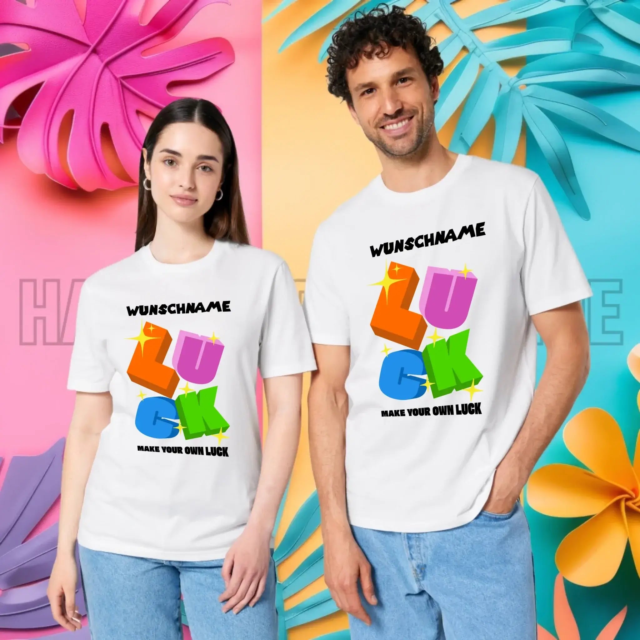 Luck + dein Name • Unisex Premium T-Shirt XS-5XL aus Bio-Baumwolle für Damen & Herren • Exklusivdesign • personalisiert