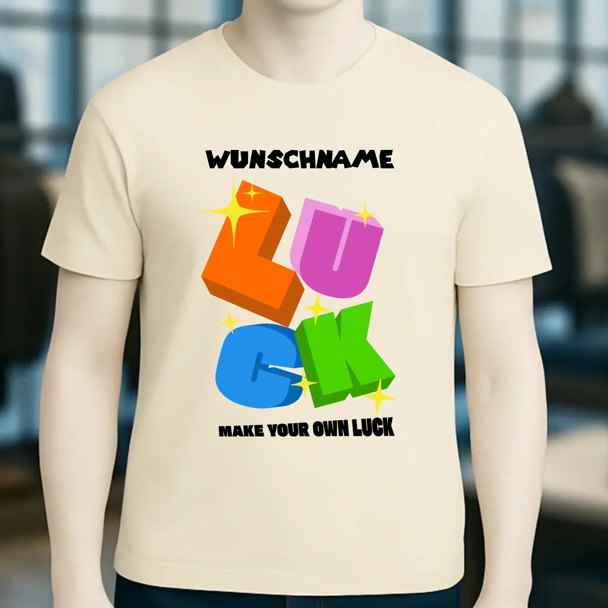 Luck + dein Name • Unisex Premium T-Shirt XS-5XL aus Bio-Baumwolle für Damen & Herren • Exklusivdesign • personalisiert