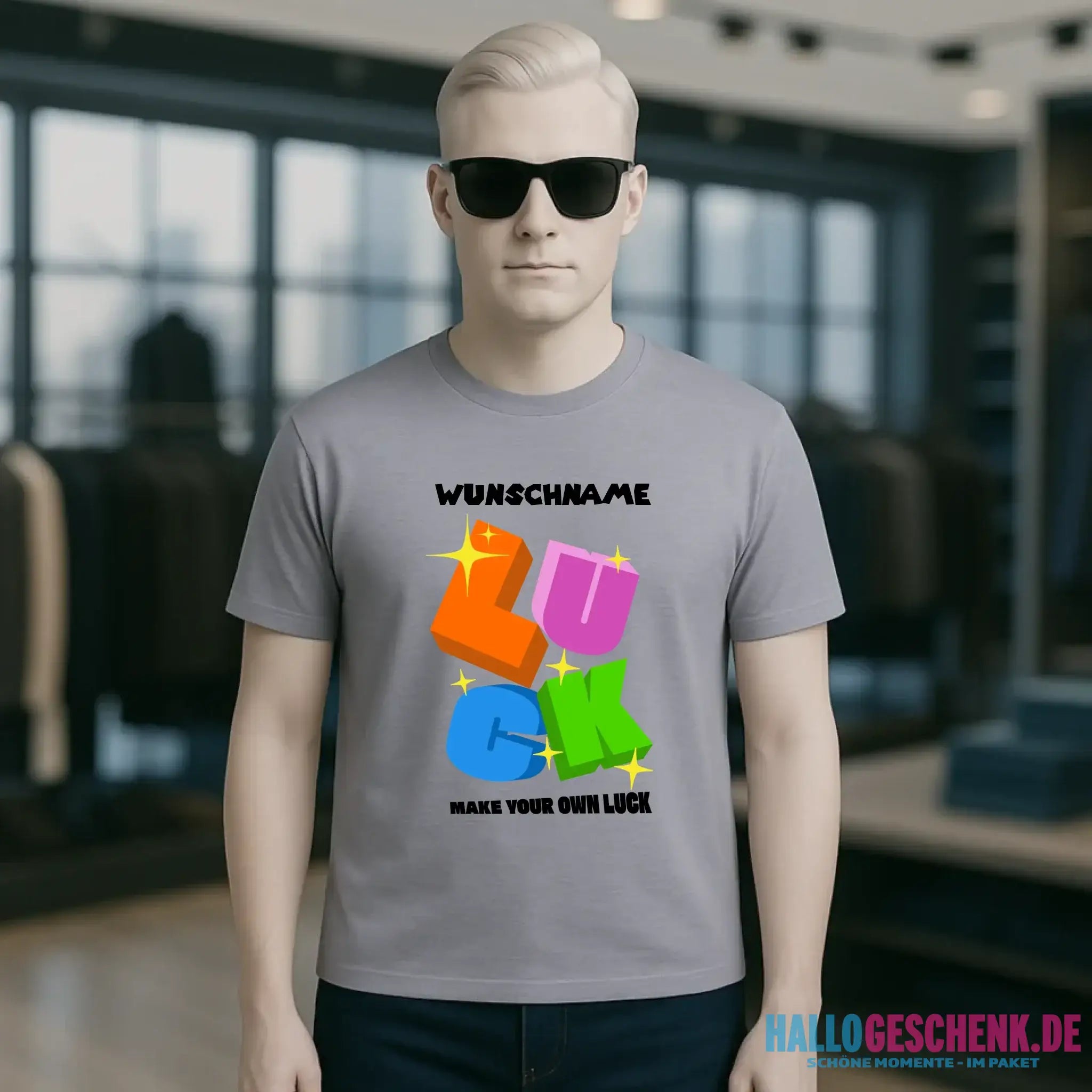Luck + dein Name • Unisex Premium T-Shirt XS-5XL aus Bio-Baumwolle für Damen & Herren • Exklusivdesign • personalisiert