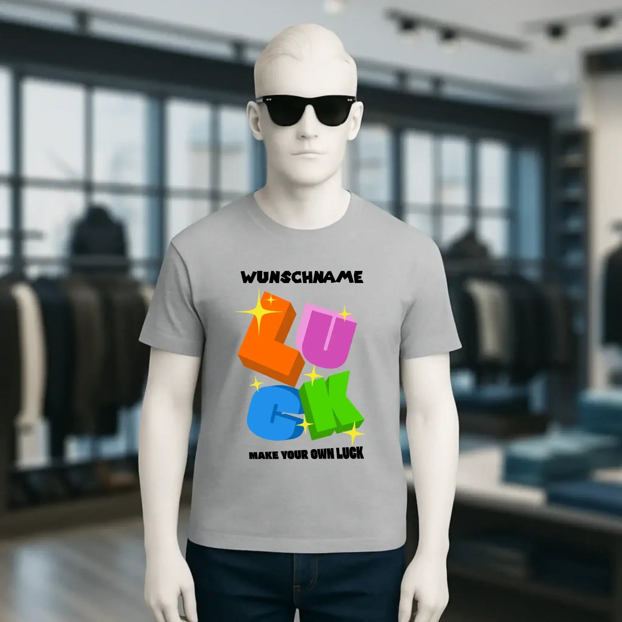 Luck + dein Name • Unisex Premium T-Shirt XS-5XL aus Bio-Baumwolle für Damen & Herren • Exklusivdesign • personalisiert