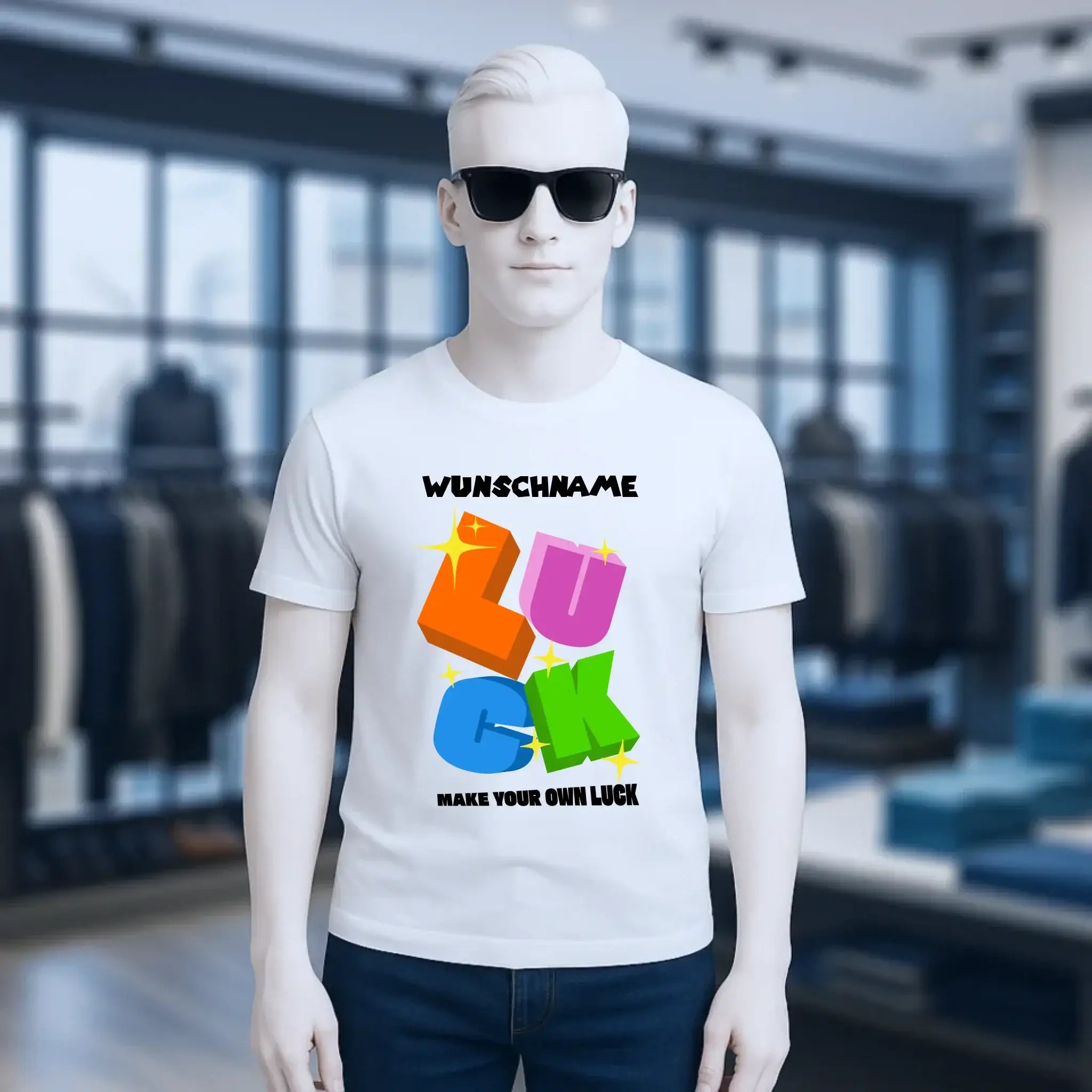 Luck + dein Name • Unisex Premium T-Shirt XS-5XL aus Bio-Baumwolle für Damen & Herren • Exklusivdesign • personalisiert