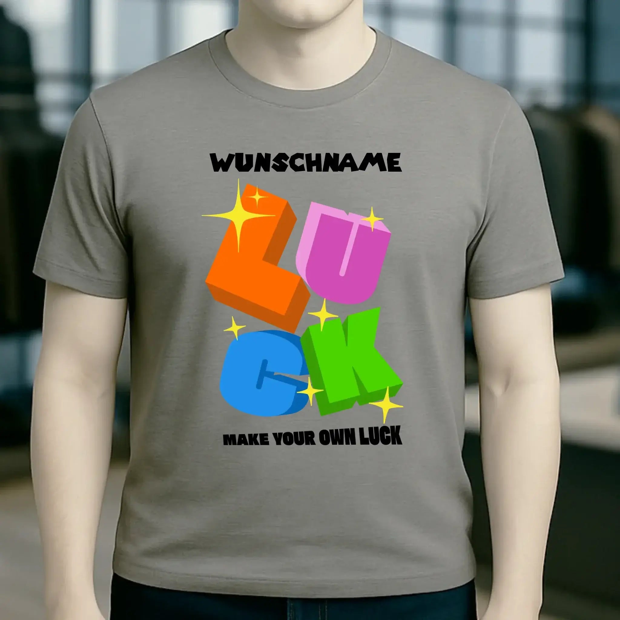 Luck + dein Name • Unisex Premium T-Shirt XS-5XL aus Bio-Baumwolle für Damen & Herren • Exklusivdesign • personalisiert