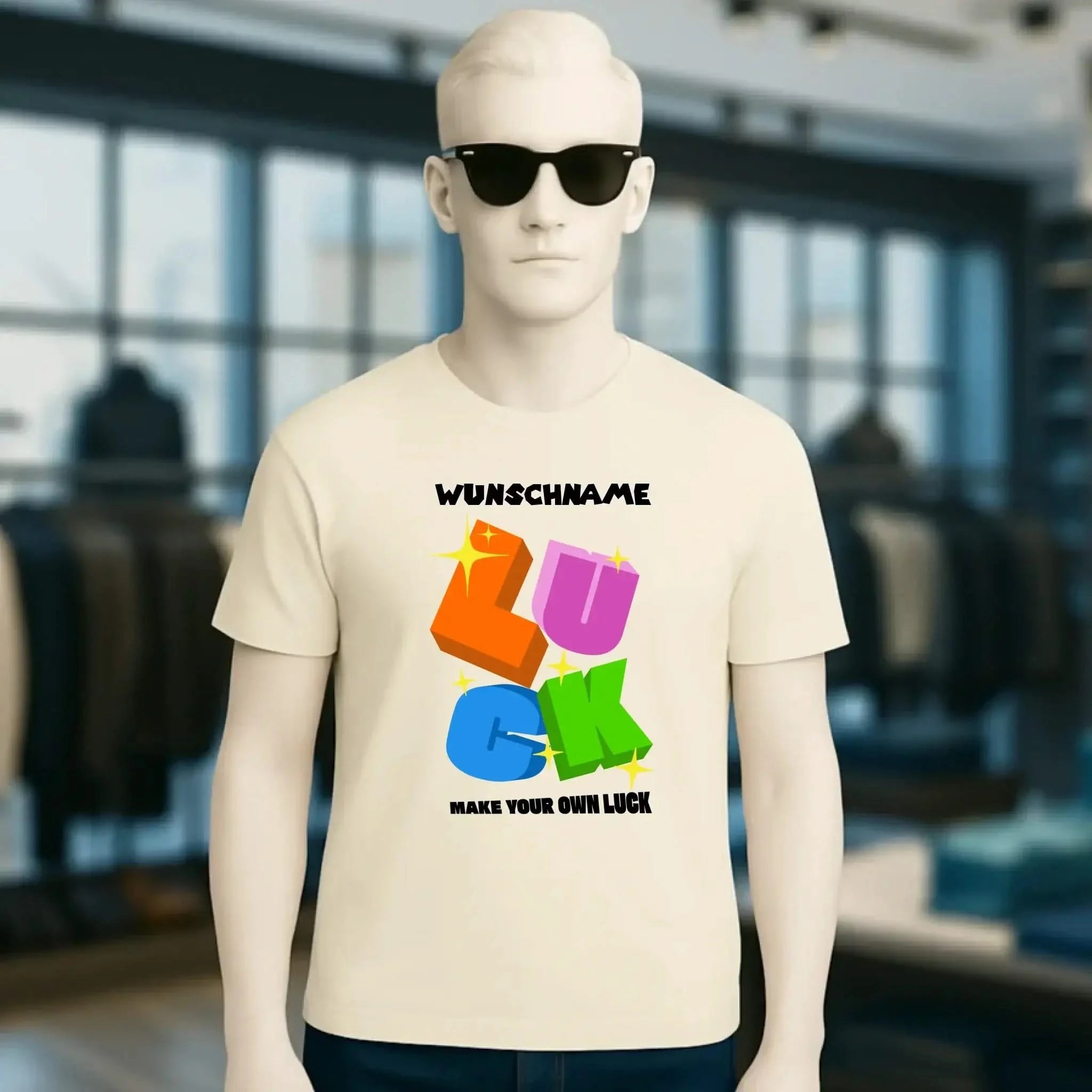 Luck + dein Name • Unisex Premium T-Shirt XS-5XL aus Bio-Baumwolle für Damen & Herren • Exklusivdesign • personalisiert