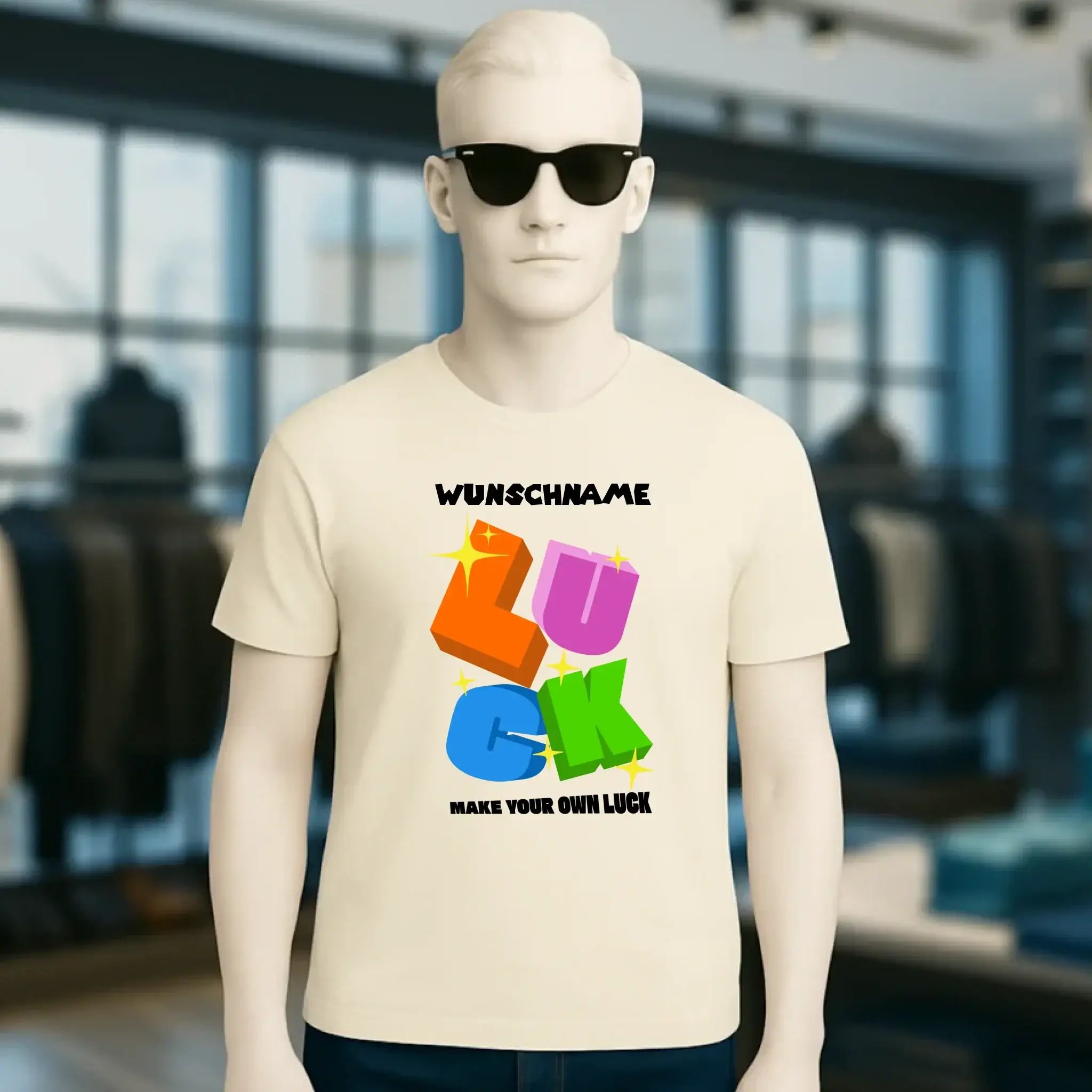 Luck + dein Name • Unisex Premium T-Shirt XS-5XL aus Bio-Baumwolle für Damen & Herren • Exklusivdesign • personalisiert