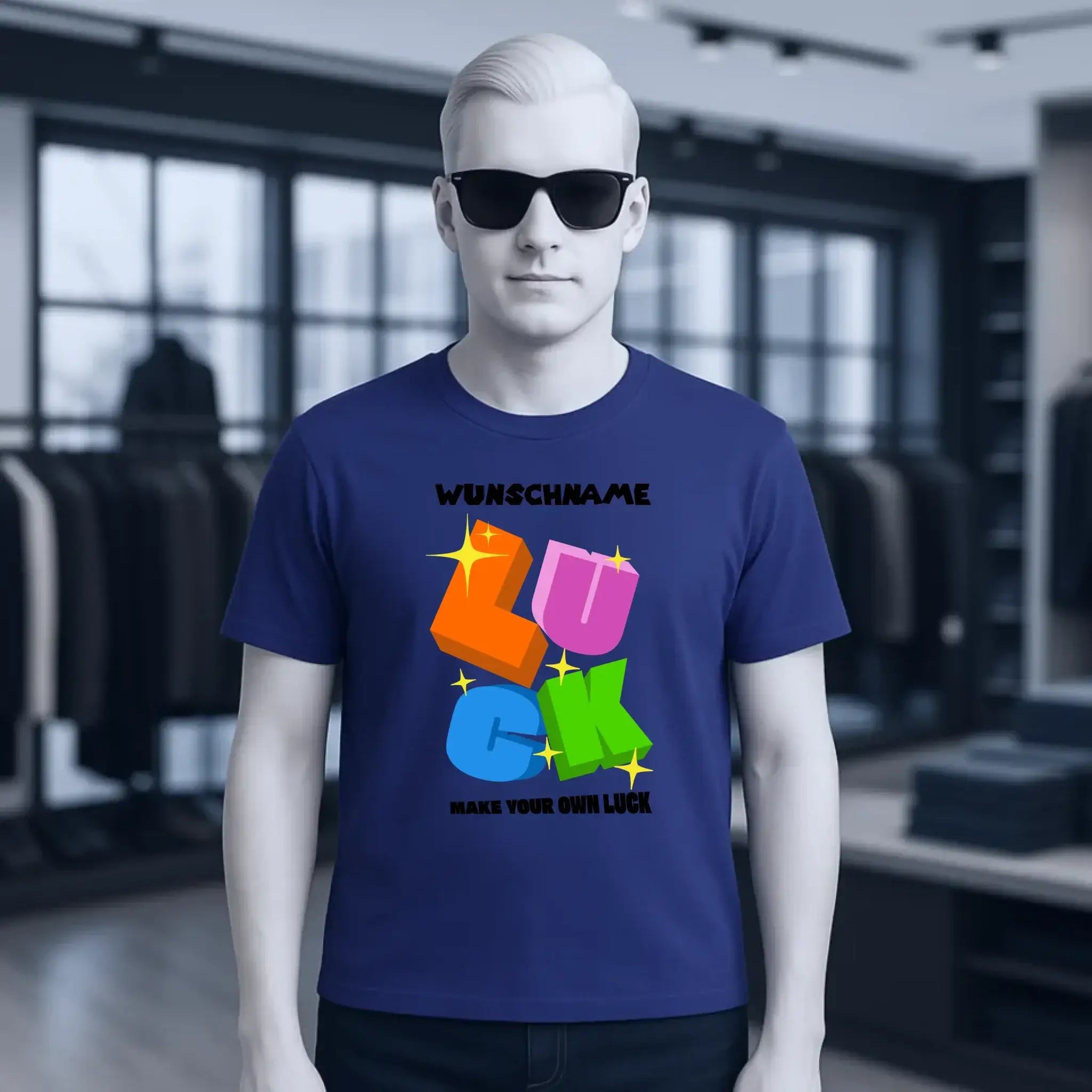 Luck + dein Name • Unisex Premium T-Shirt XS-5XL aus Bio-Baumwolle für Damen & Herren • Exklusivdesign • personalisiert