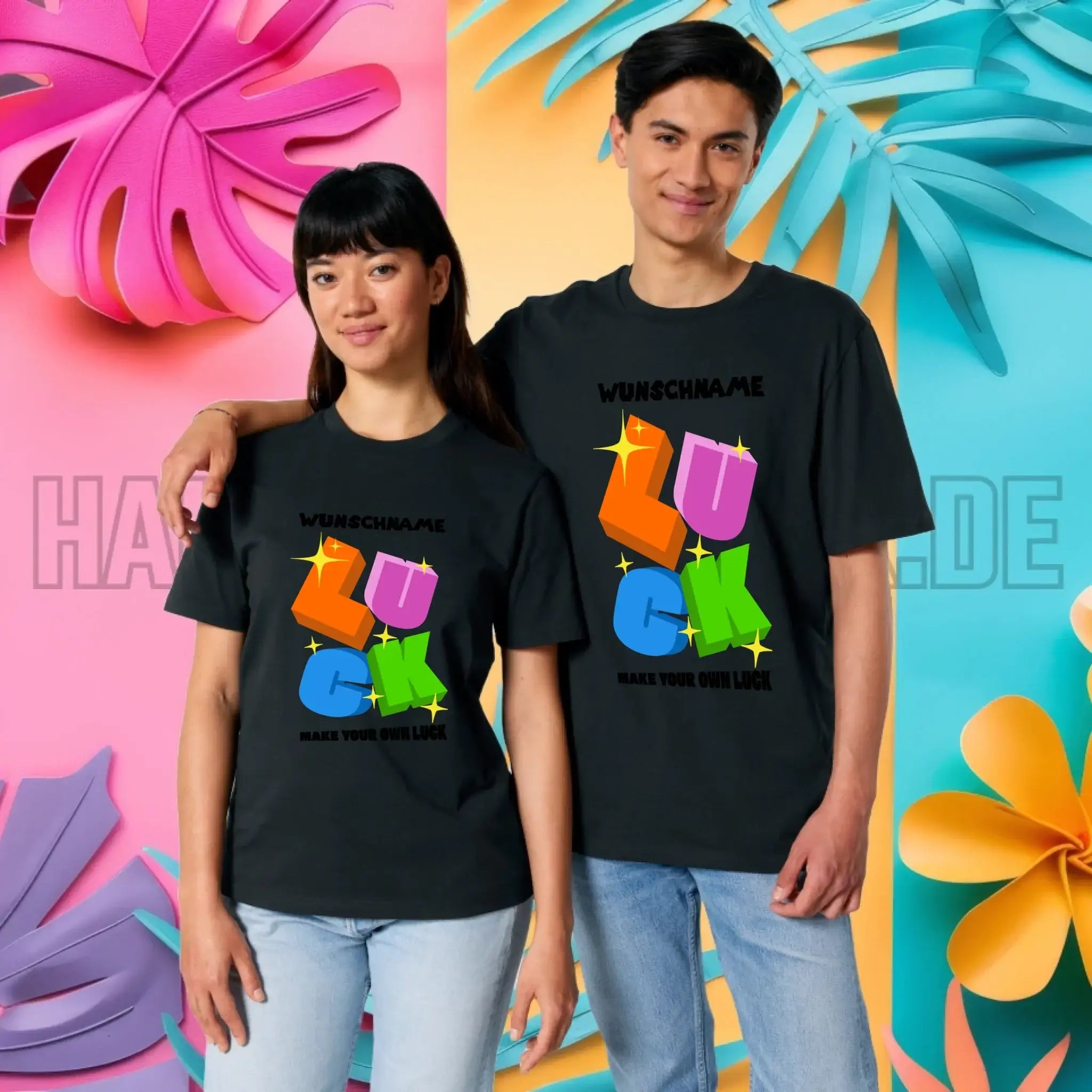 Luck + dein Name • Unisex Premium T-Shirt XS-5XL aus Bio-Baumwolle für Damen & Herren • Exklusivdesign • personalisiert