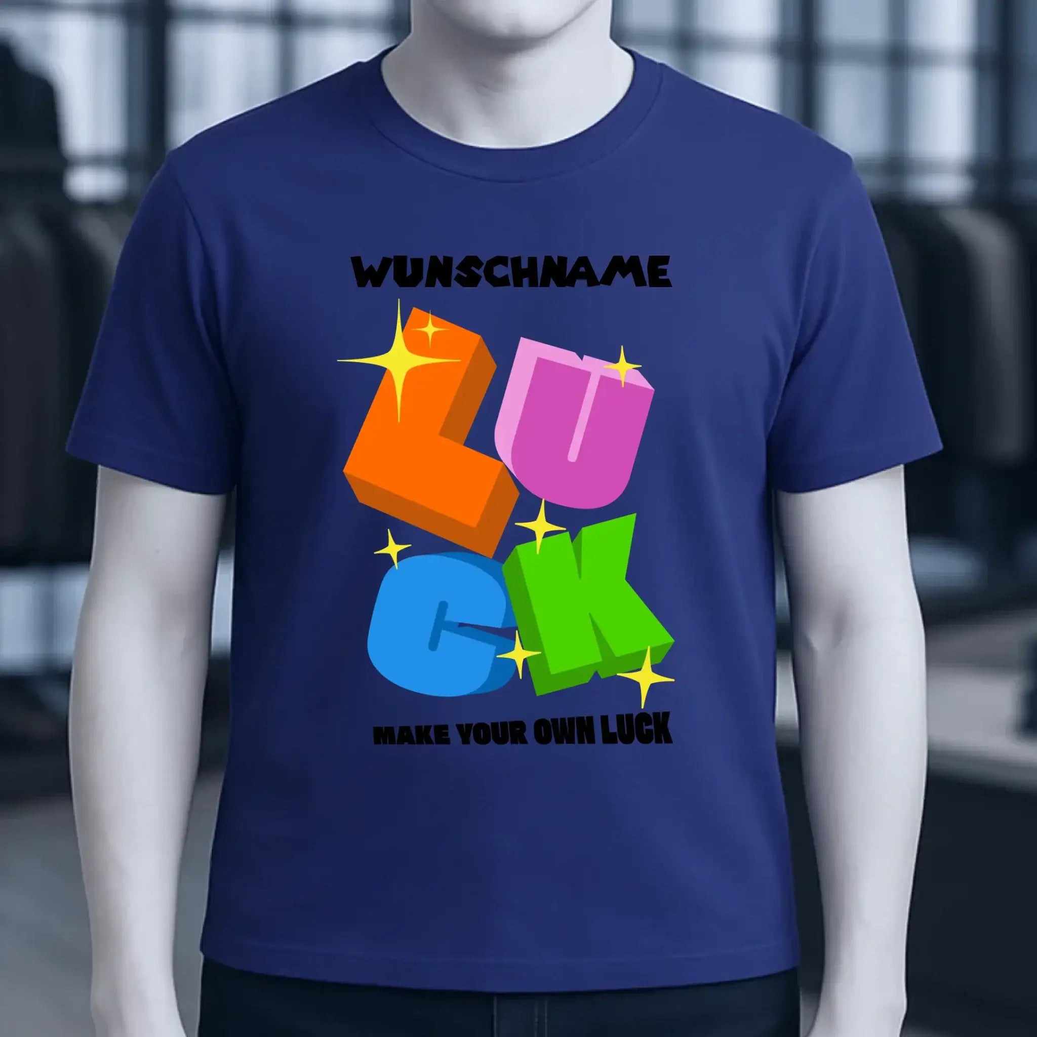 Luck + dein Name • Unisex Premium T-Shirt XS-5XL aus Bio-Baumwolle für Damen & Herren • Exklusivdesign • personalisiert