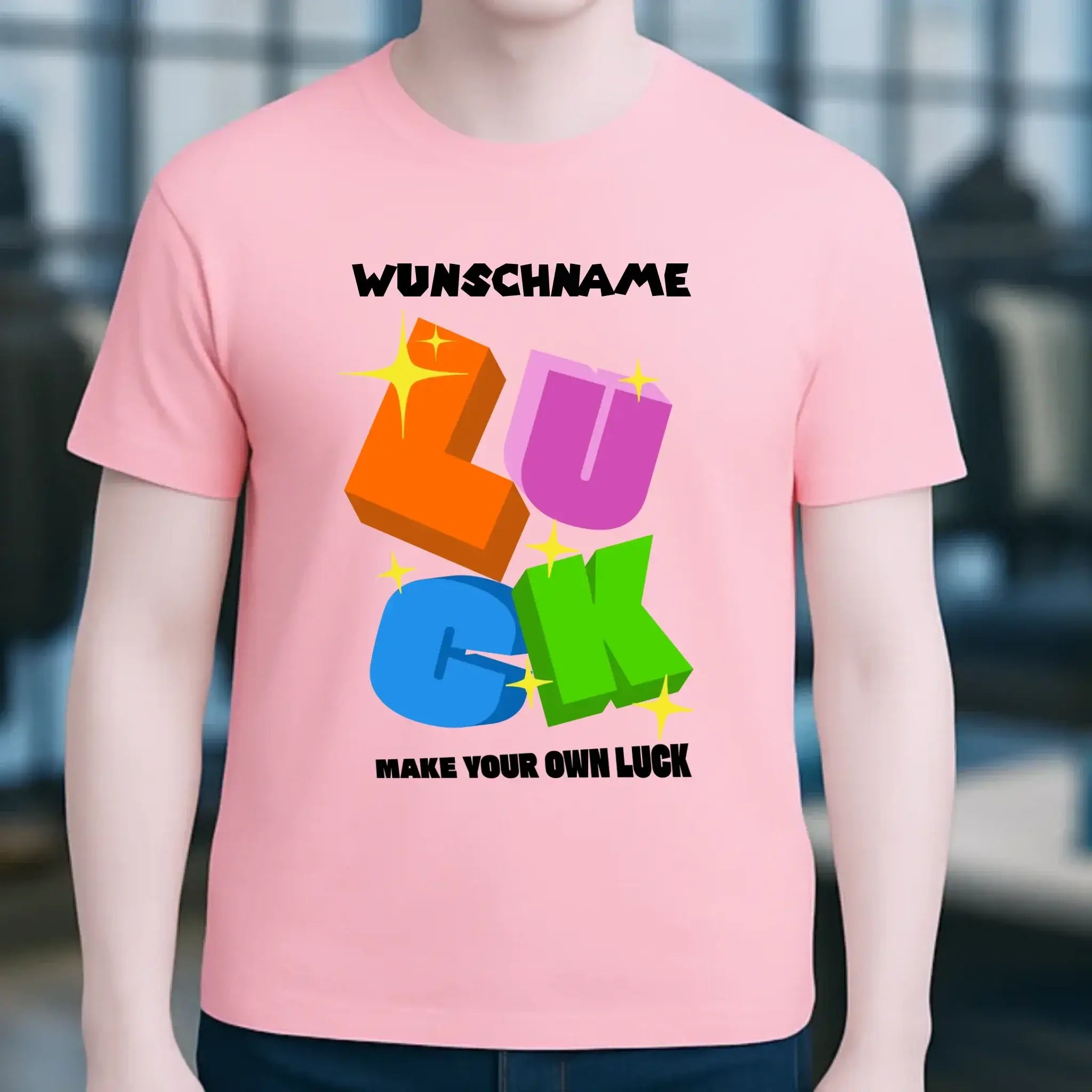 Luck + dein Name • Unisex Premium T-Shirt XS-5XL aus Bio-Baumwolle für Damen & Herren • Exklusivdesign • personalisiert