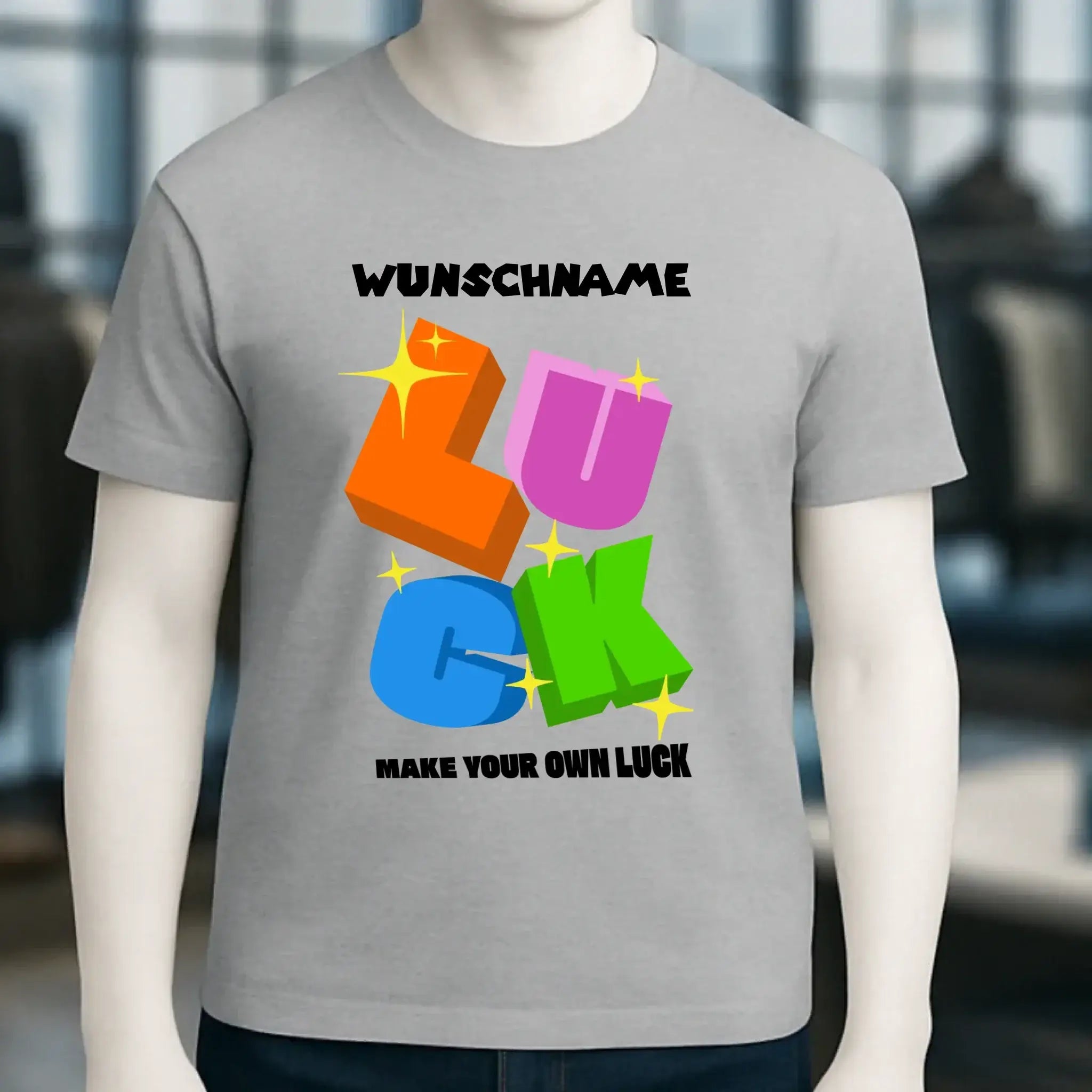 Luck + dein Name • Unisex Premium T-Shirt XS-5XL aus Bio-Baumwolle für Damen & Herren • Exklusivdesign • personalisiert