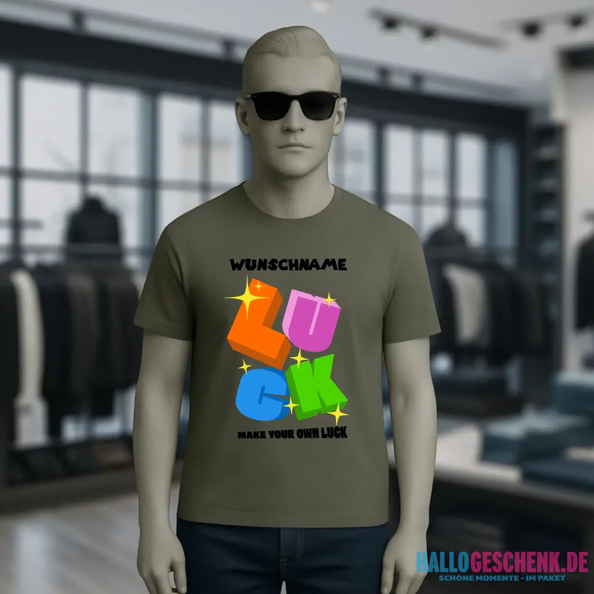 Luck + dein Name • Unisex Premium T-Shirt XS-5XL aus Bio-Baumwolle für Damen & Herren • Exklusivdesign • personalisiert