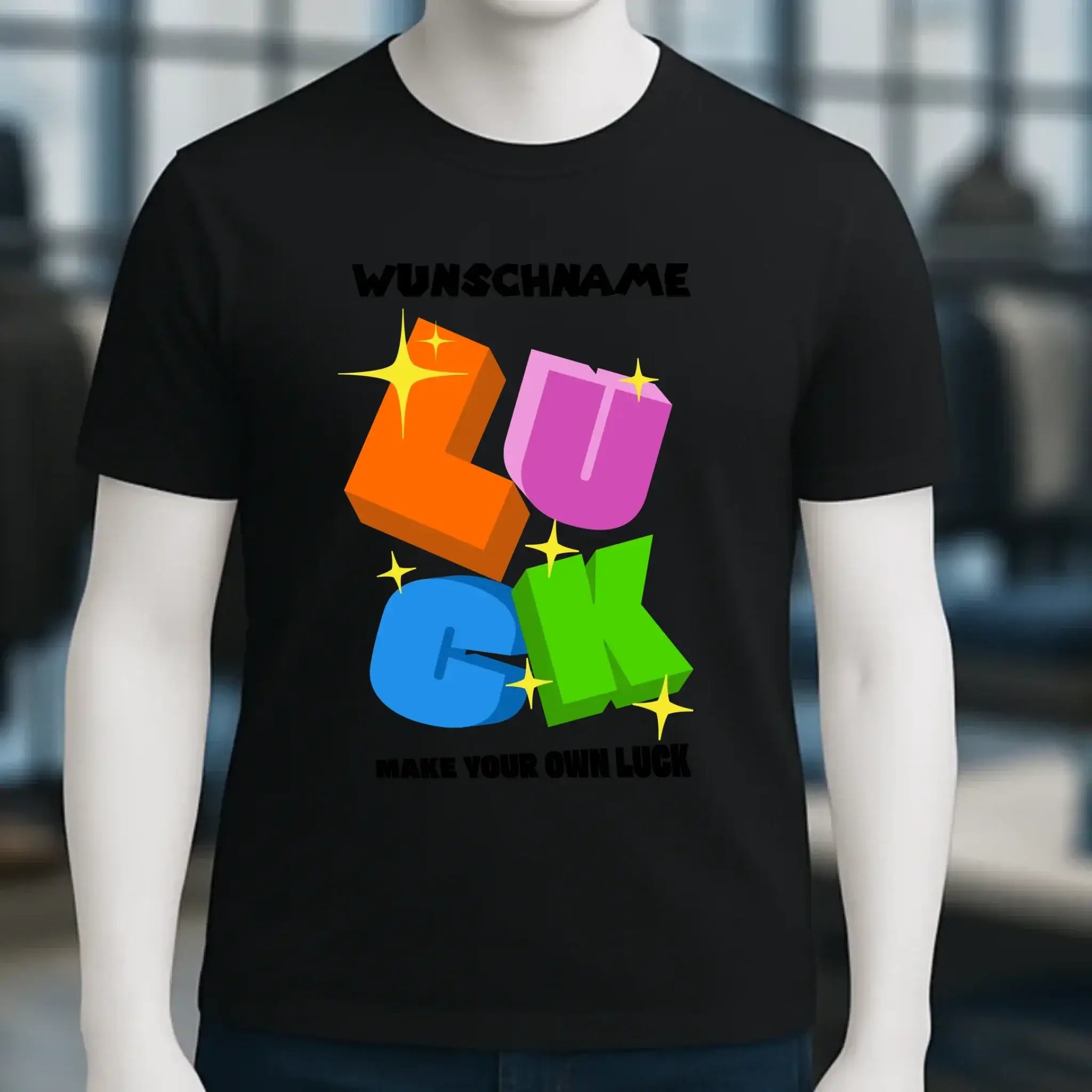Luck + dein Name • Unisex Premium T-Shirt XS-5XL aus Bio-Baumwolle für Damen & Herren • Exklusivdesign • personalisiert