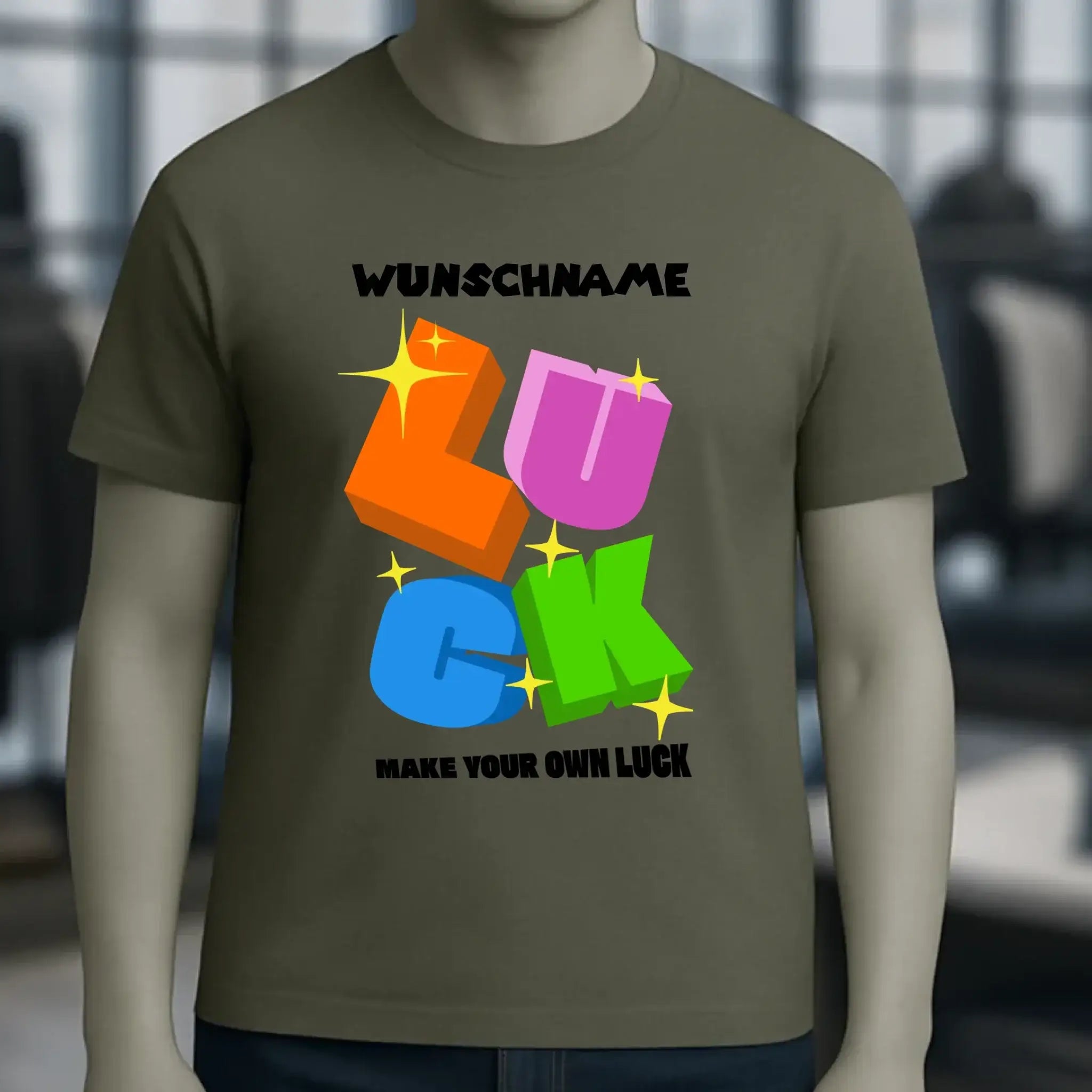 Luck + dein Name • Unisex Premium T-Shirt XS-5XL aus Bio-Baumwolle für Damen & Herren • Exklusivdesign • personalisiert