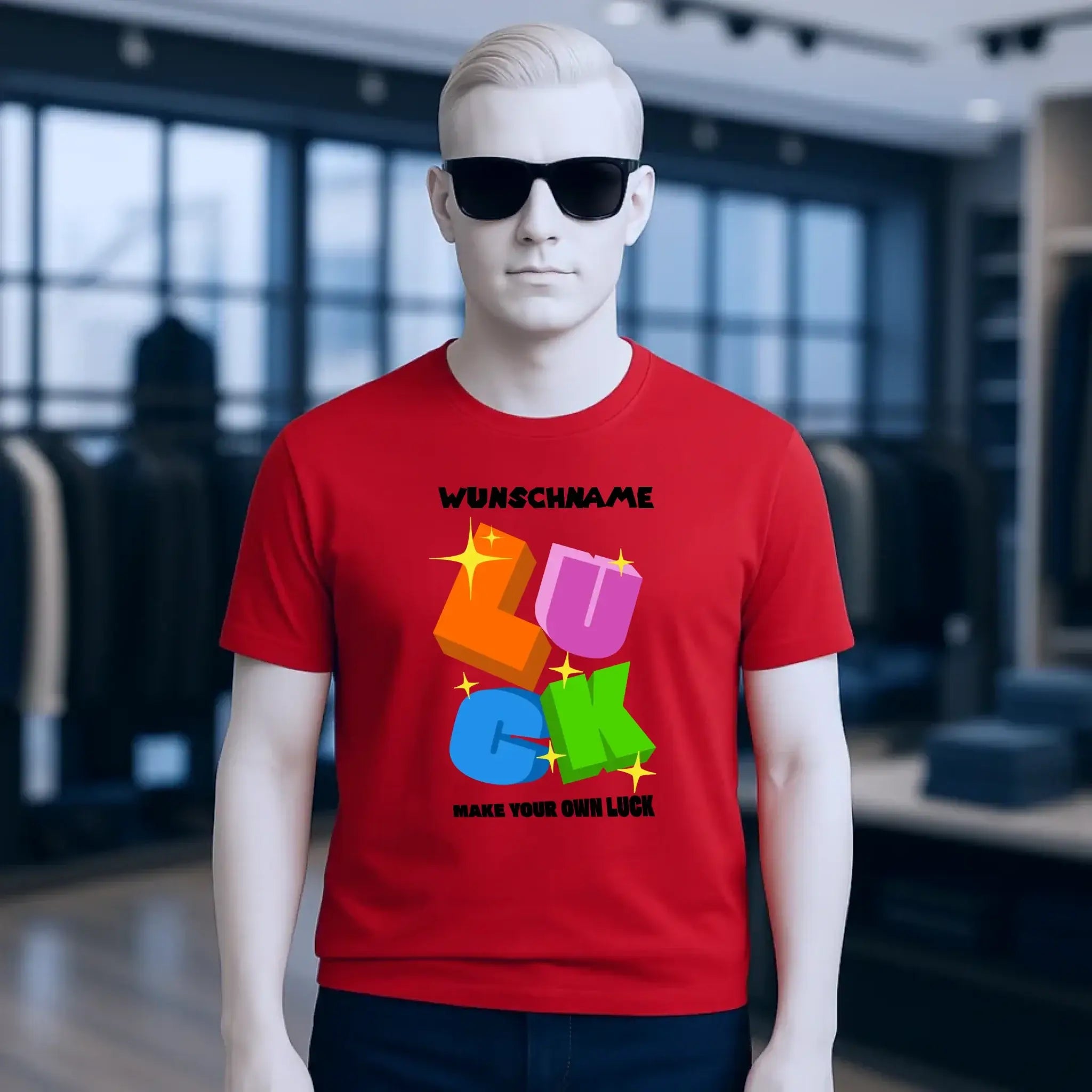 Luck + dein Name • Unisex Premium T-Shirt XS-5XL aus Bio-Baumwolle für Damen & Herren • Exklusivdesign • personalisiert