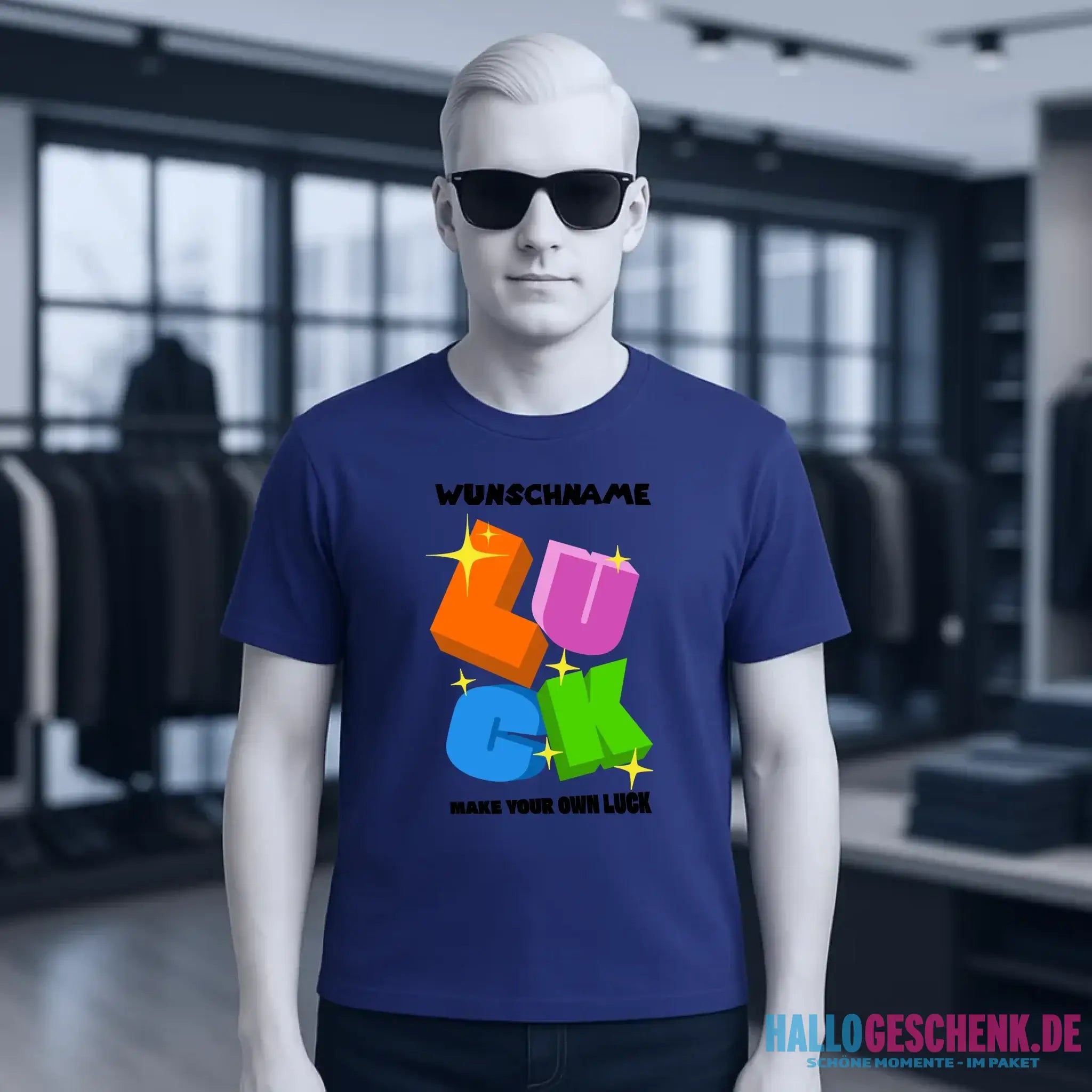 Luck + dein Name • Unisex Premium T-Shirt XS-5XL aus Bio-Baumwolle für Damen & Herren • Exklusivdesign • personalisiert