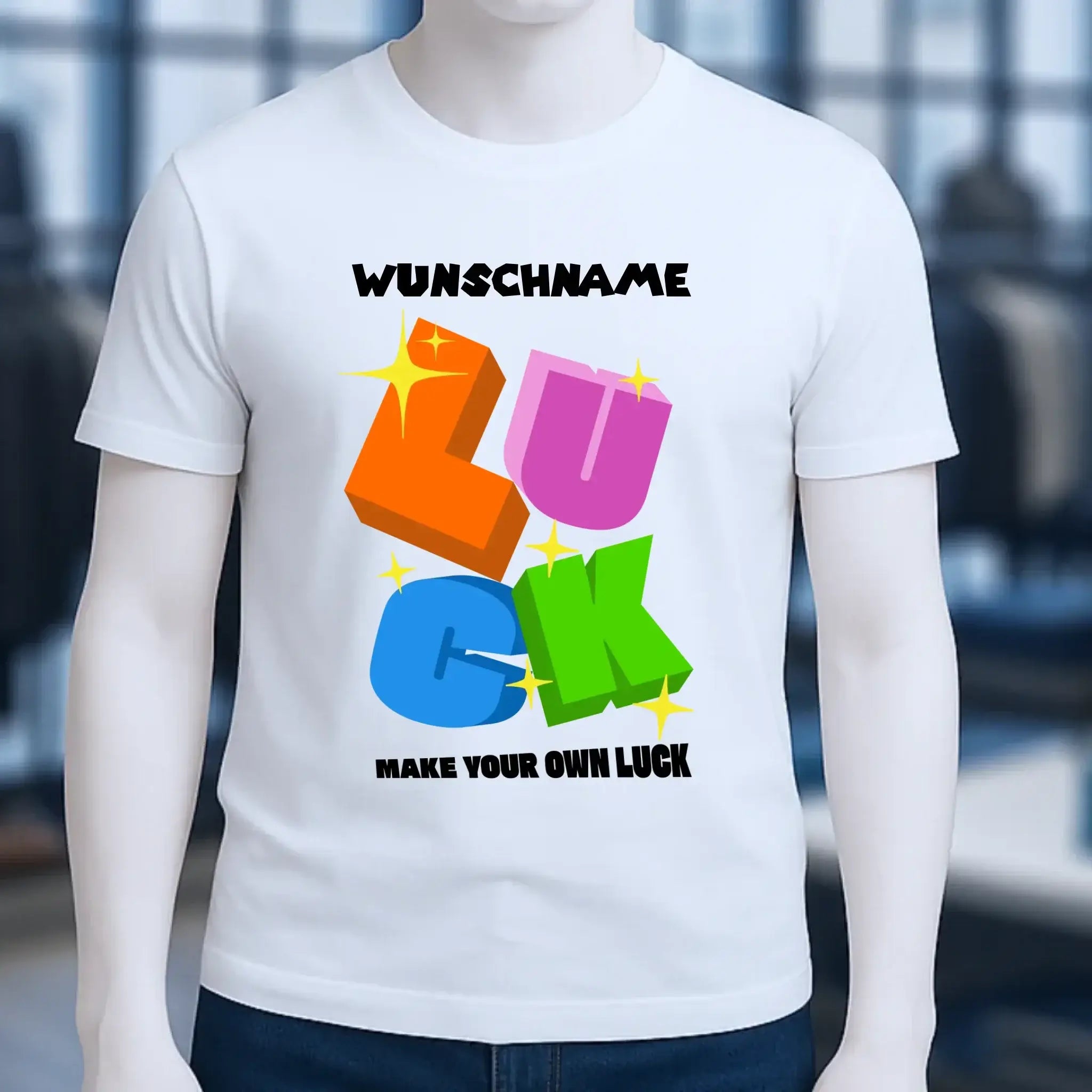 Luck + dein Name • Unisex Premium T-Shirt XS-5XL aus Bio-Baumwolle für Damen & Herren • Exklusivdesign • personalisiert