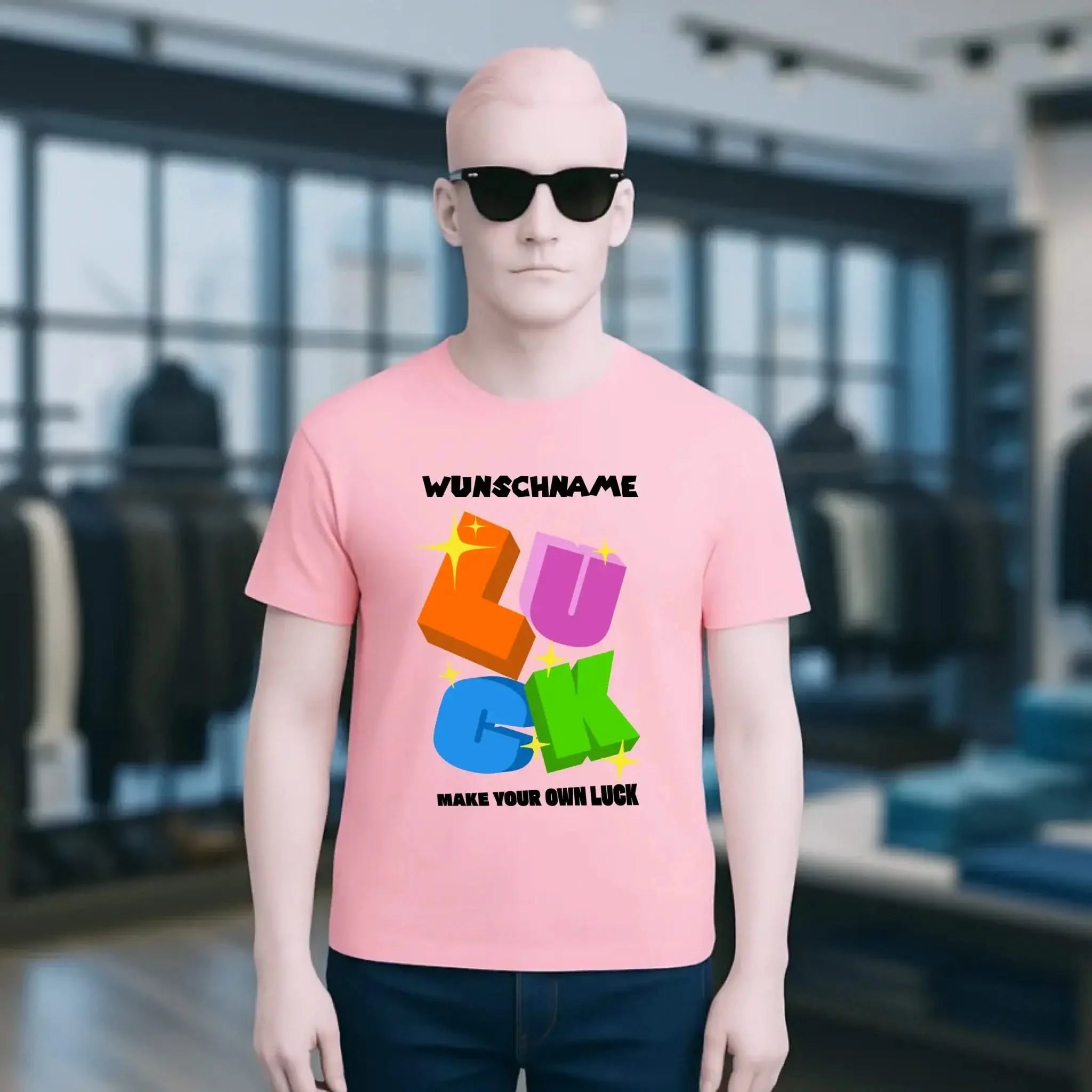 Luck + dein Name • Unisex Premium T-Shirt XS-5XL aus Bio-Baumwolle für Damen & Herren • Exklusivdesign • personalisiert