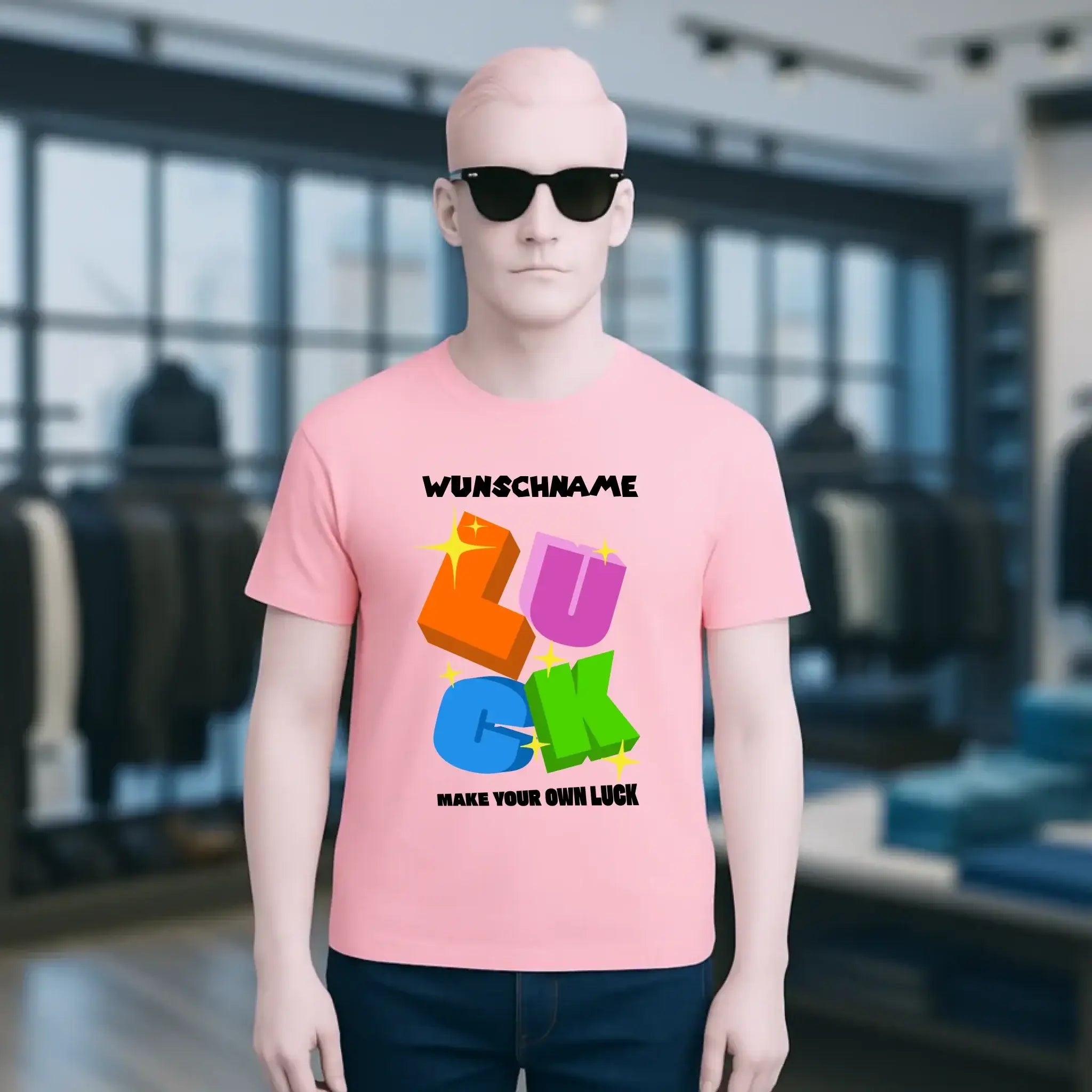 Luck + dein Name • Unisex Premium T-Shirt XS-5XL aus Bio-Baumwolle für Damen & Herren • Exklusivdesign • personalisiert