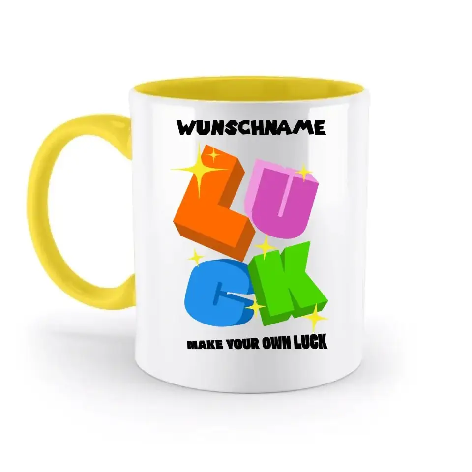 Luck + dein Name • zweifarbige Tasse spülmaschinengeeignet • Exklusivdesign • personalisiert