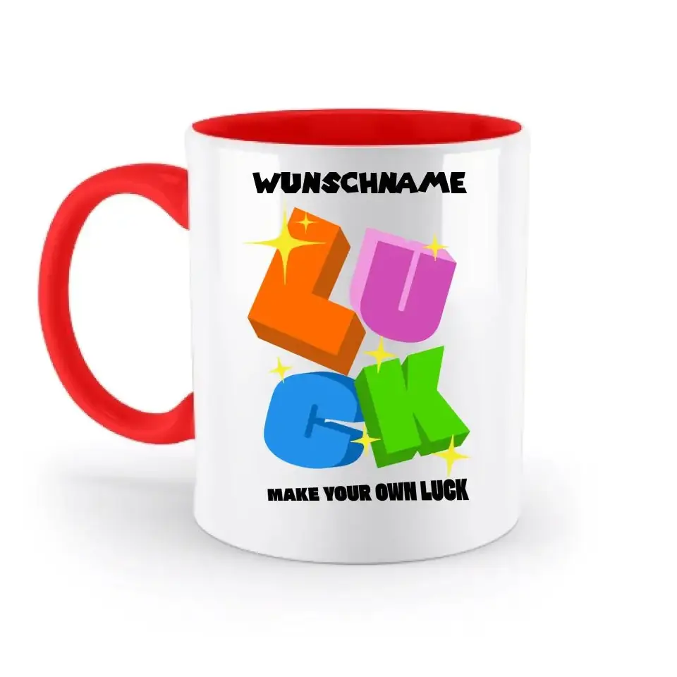 Luck + dein Name • zweifarbige Tasse spülmaschinengeeignet • Exklusivdesign • personalisiert